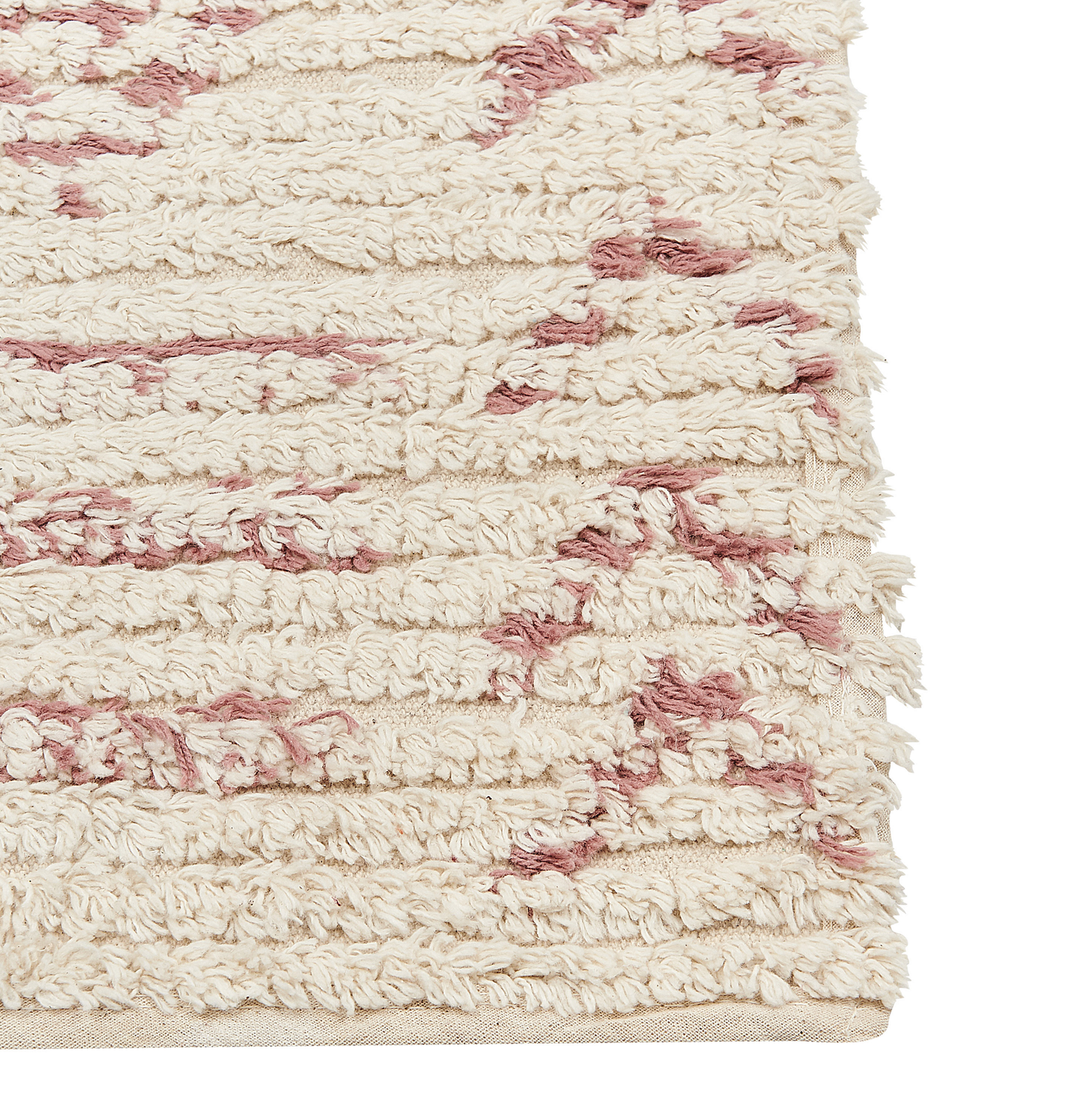 Beige Cotton Rug 80 x 150cm Geometric Hand Tufted Flatweave Living Room
