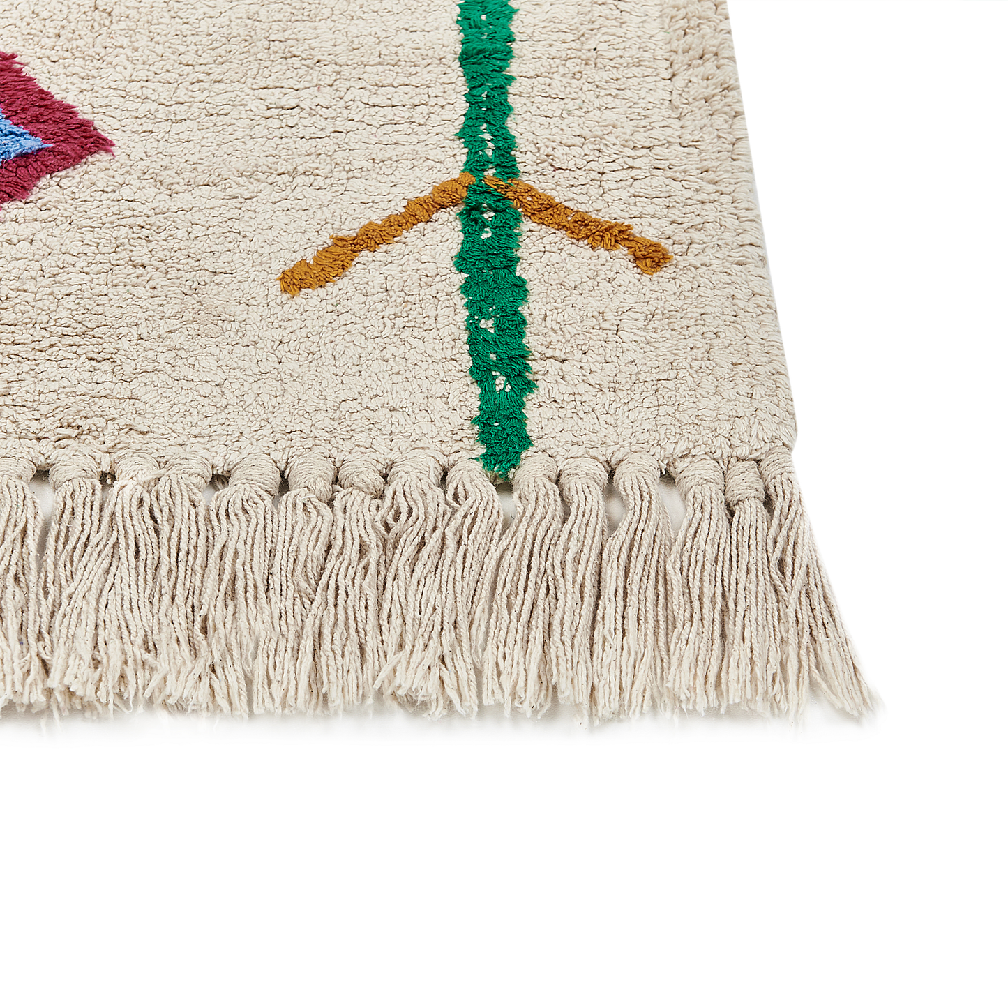Geometric Pattern Area Rug Beige And Black Cotton 160 x 230cm Minimalist Tufted Fringed