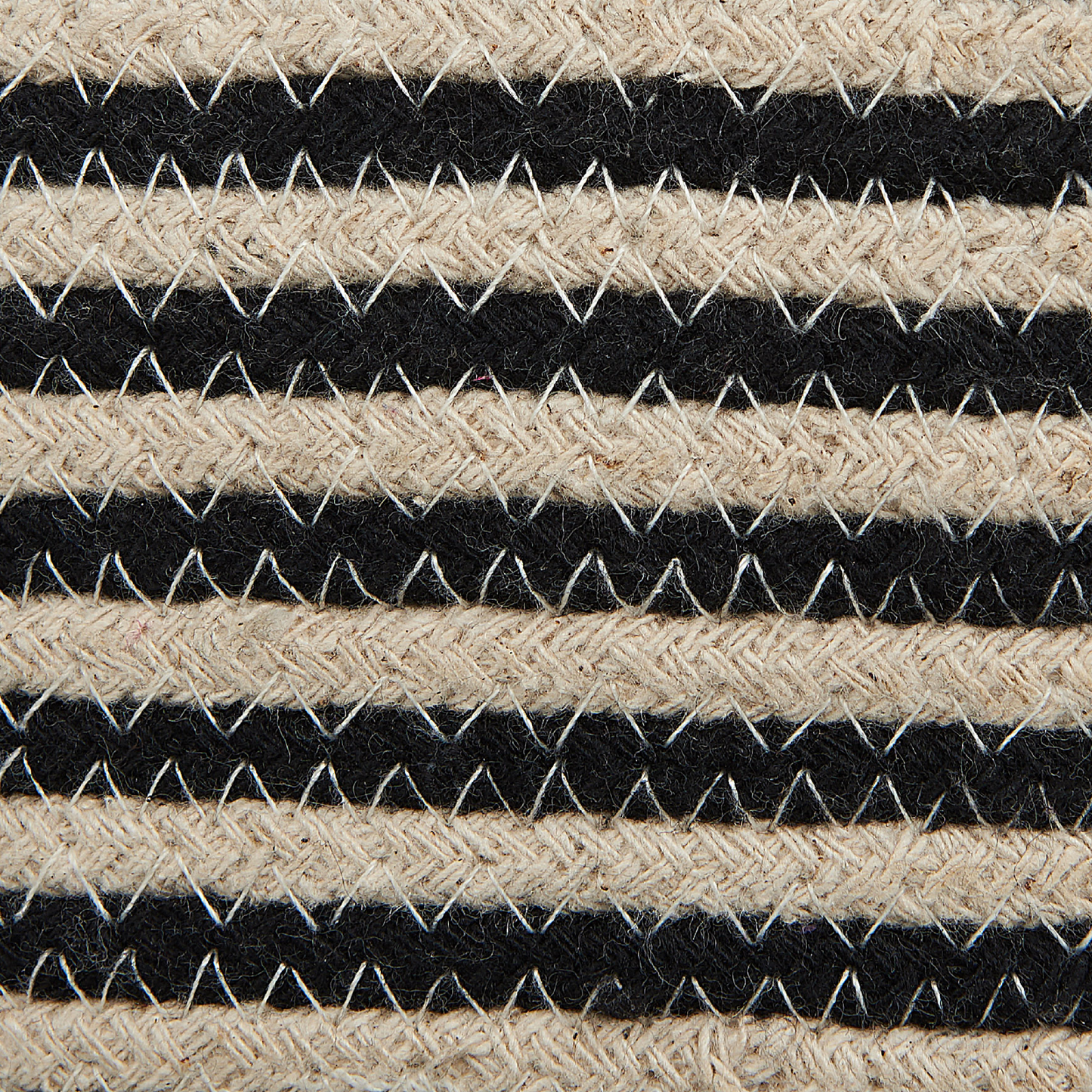 Storage Basket Beige And Black Cotton Striped Laundry Bin Large Capacity