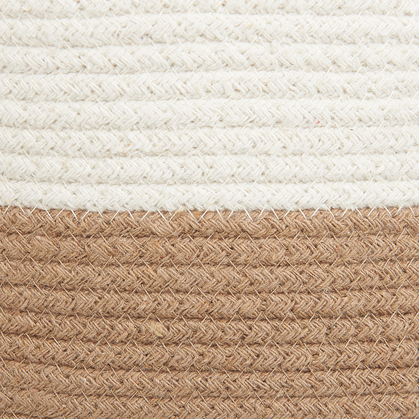 Set Of 2 Cotton Braided Storage Baskets Beige And White Laundry Hamper Fabric Bin