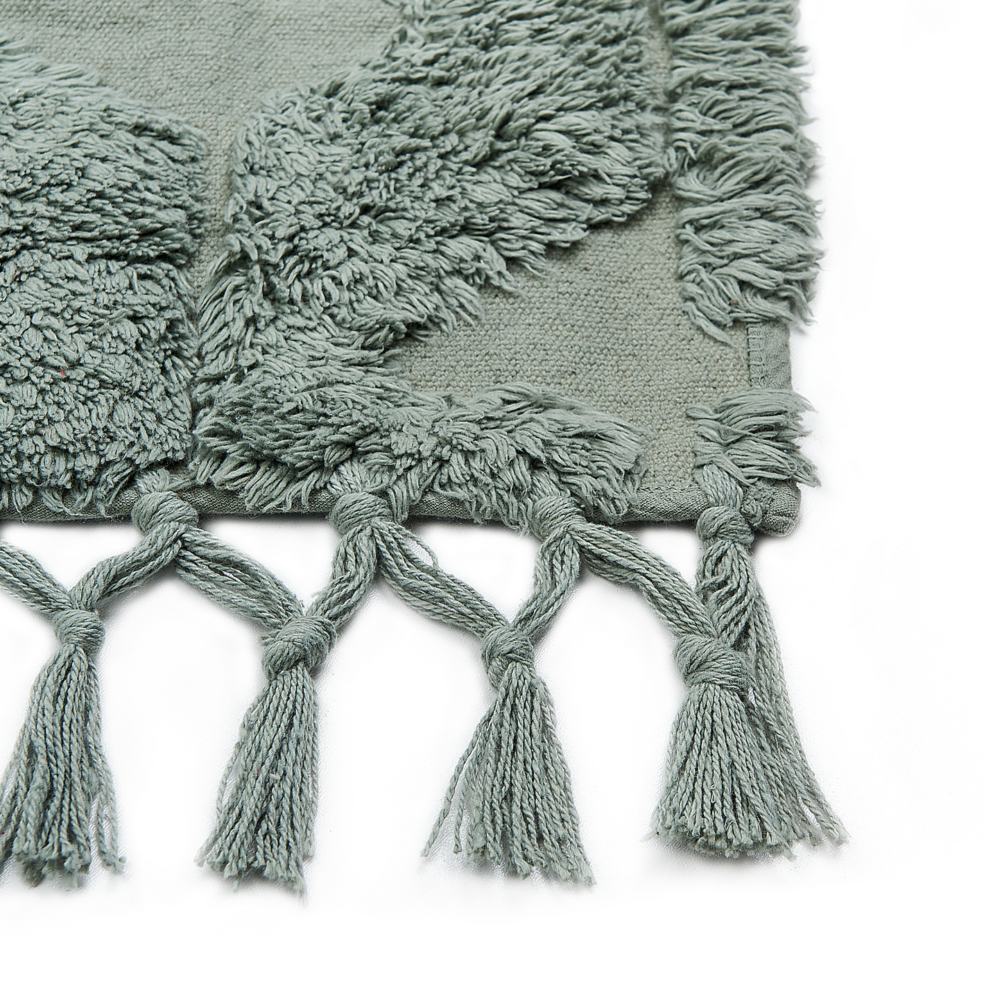 Green Cotton Area Rug 80 x 150cm Hand Tufted Shaggy