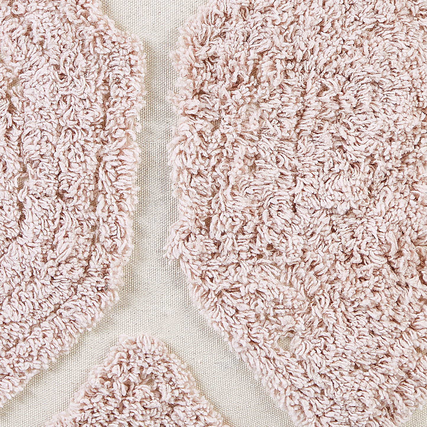 Pouffe Beige Pink Cotton Geometric Knitted Pattern Decorative Seat Boho Style Living Room Bedroom