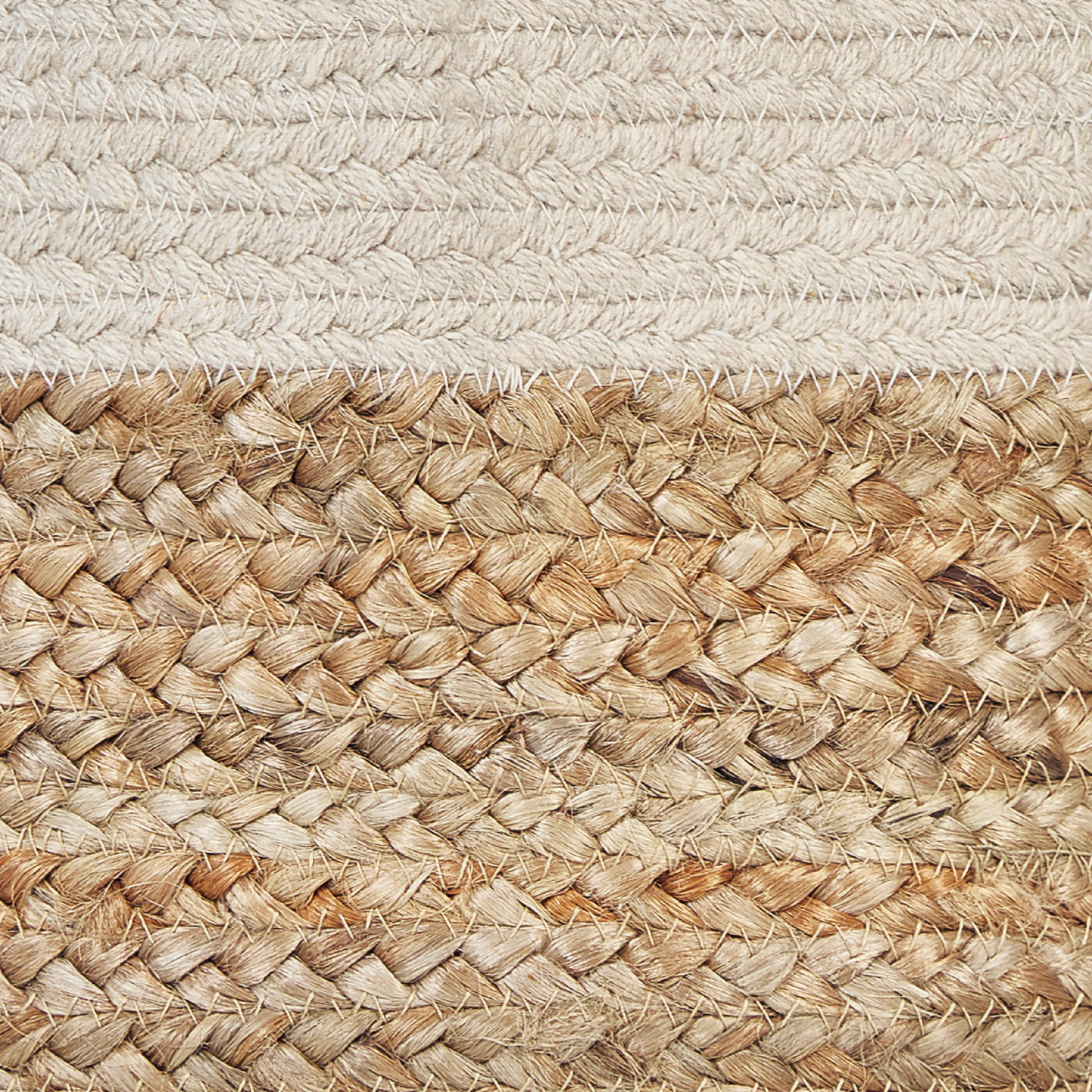 Beige and White Jute Cotton Braided Storage Basket Hamper
