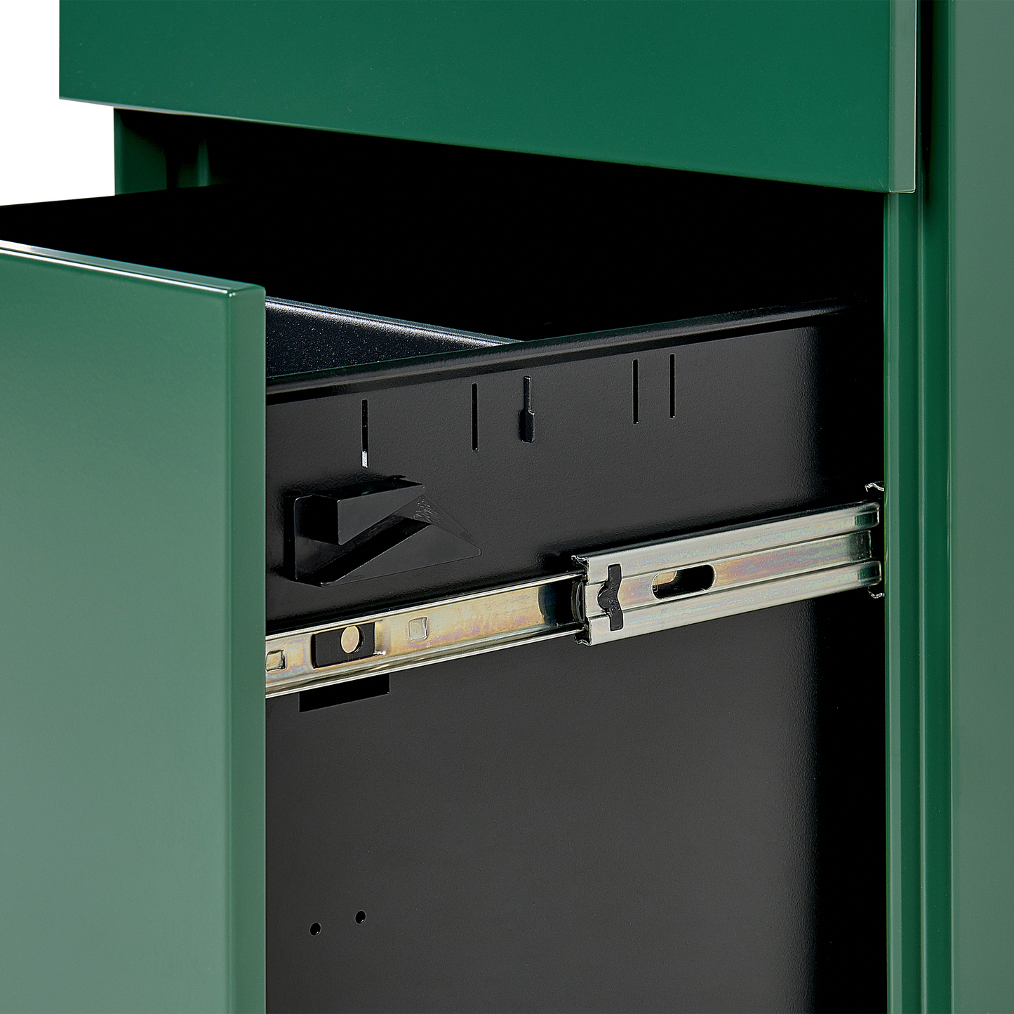 Green Steel 3 Drawer Locking Office Storage Unit Castors