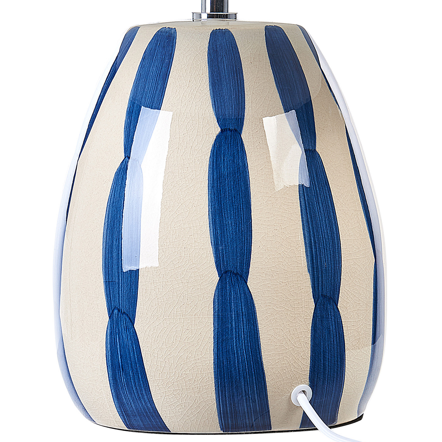 Ceramic Table Lamp 41cm Beige Blue White Cone Shade Handmade