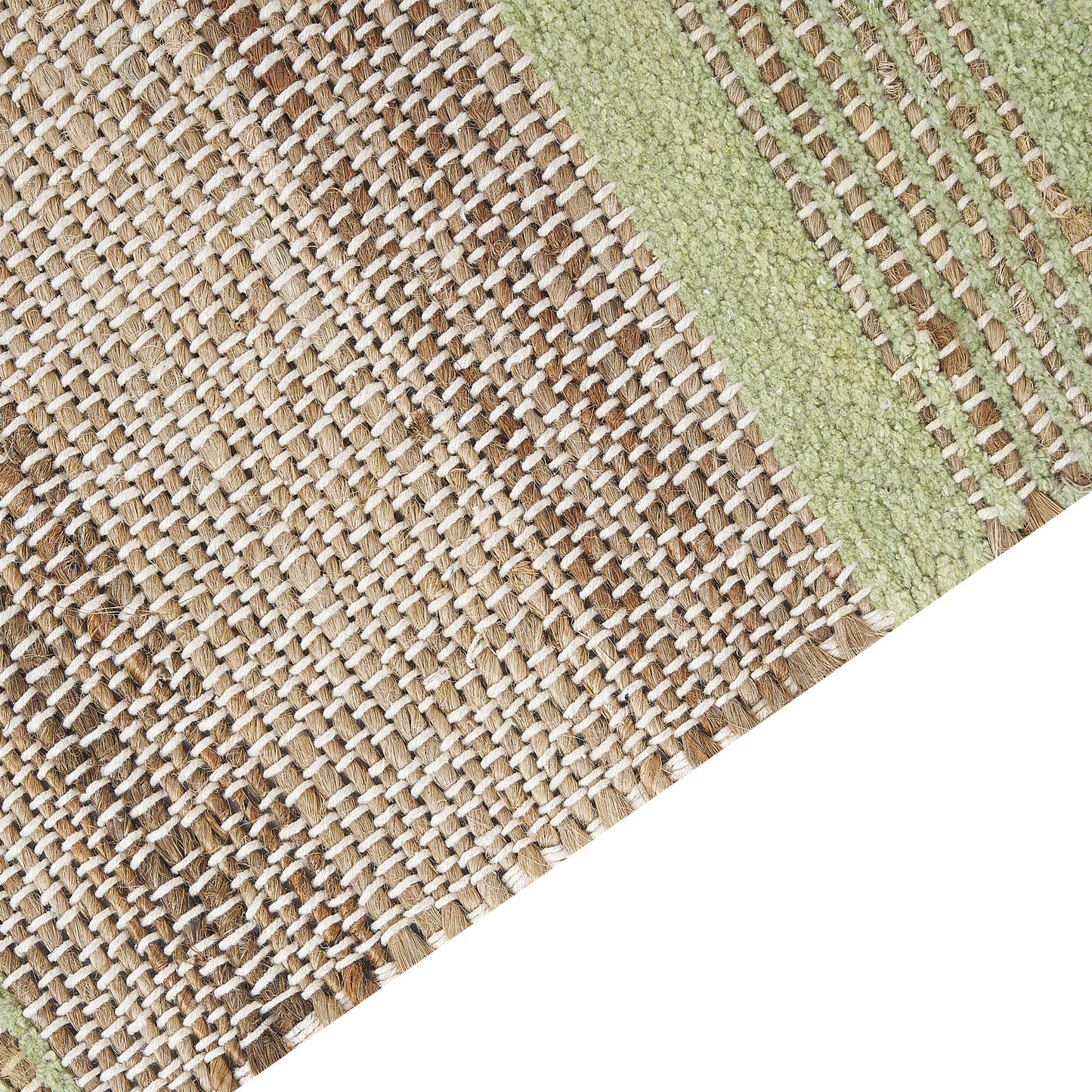 Beige And Green Jute Area Rug 160 x 230 Handwoven Tassels