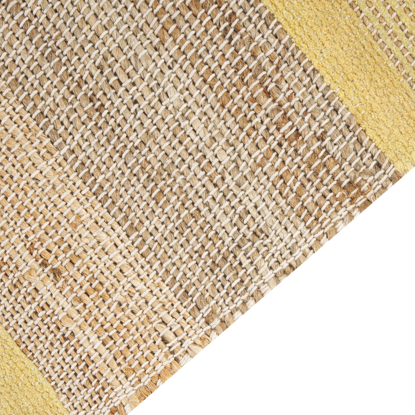 Handwoven Jute Dhurrie Rug Tassels Beige Yellow 160 x 230