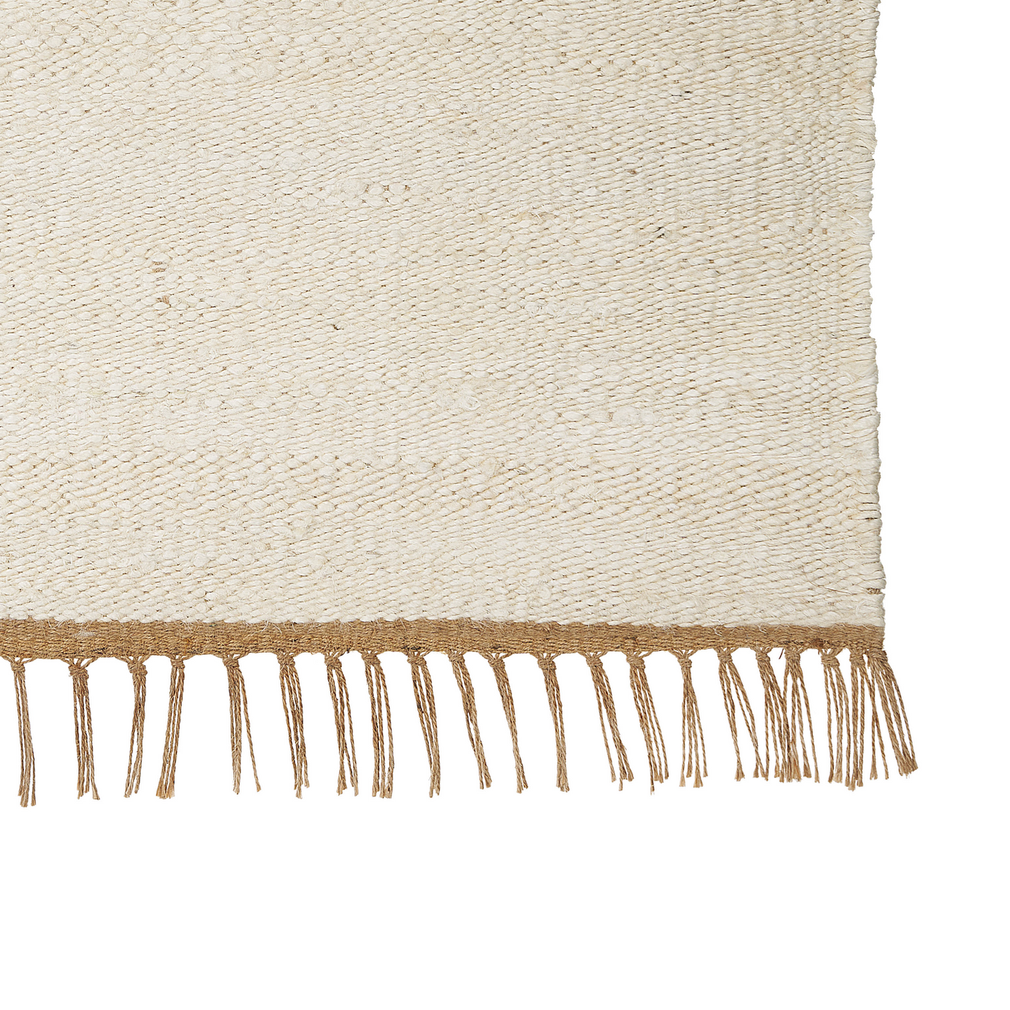 Jute Area Rug Light Beige 80 x 150 Tassels Handwoven