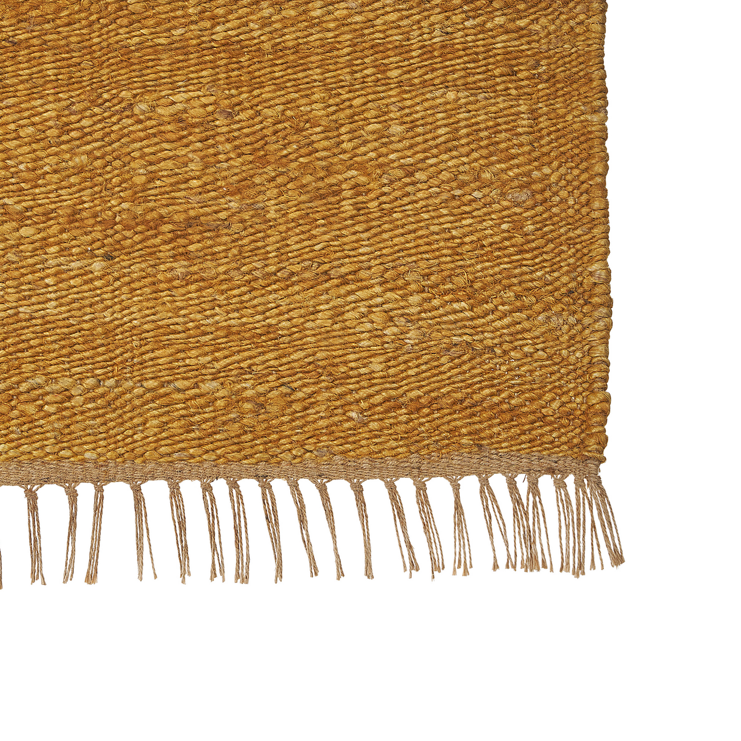 Mustard Jute Area Rug 80 x 150cm Handwoven Tassels