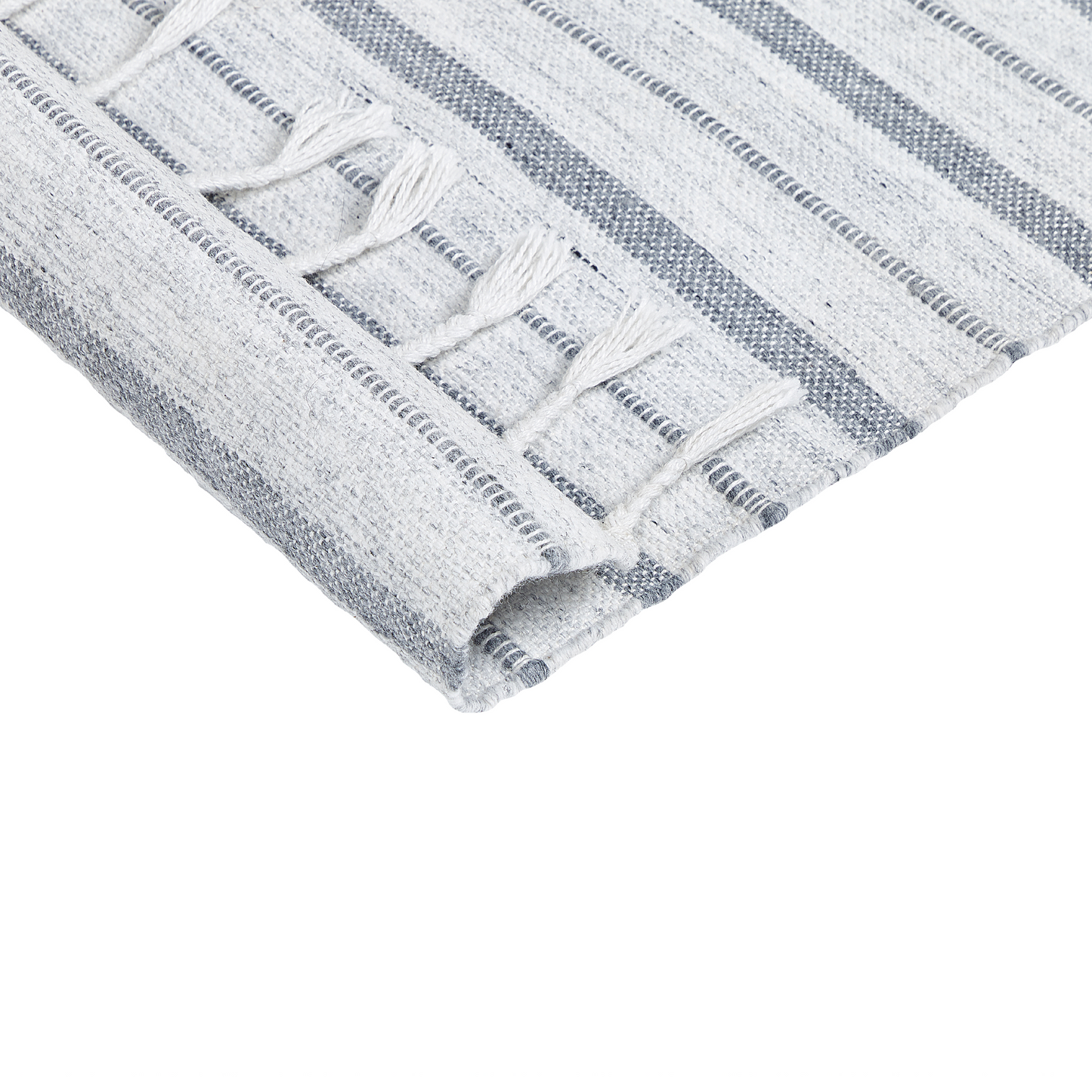 Area Rug Off White 80 x 150 Handwoven Recycled Material Stripe Modern