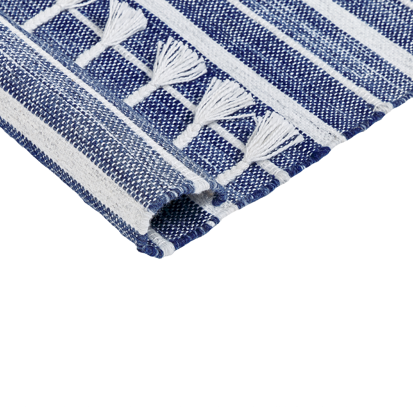 Blue Striped Modern Area Rug 80 x 150cm Handwoven From Recycled Materials Indoor Outdoor