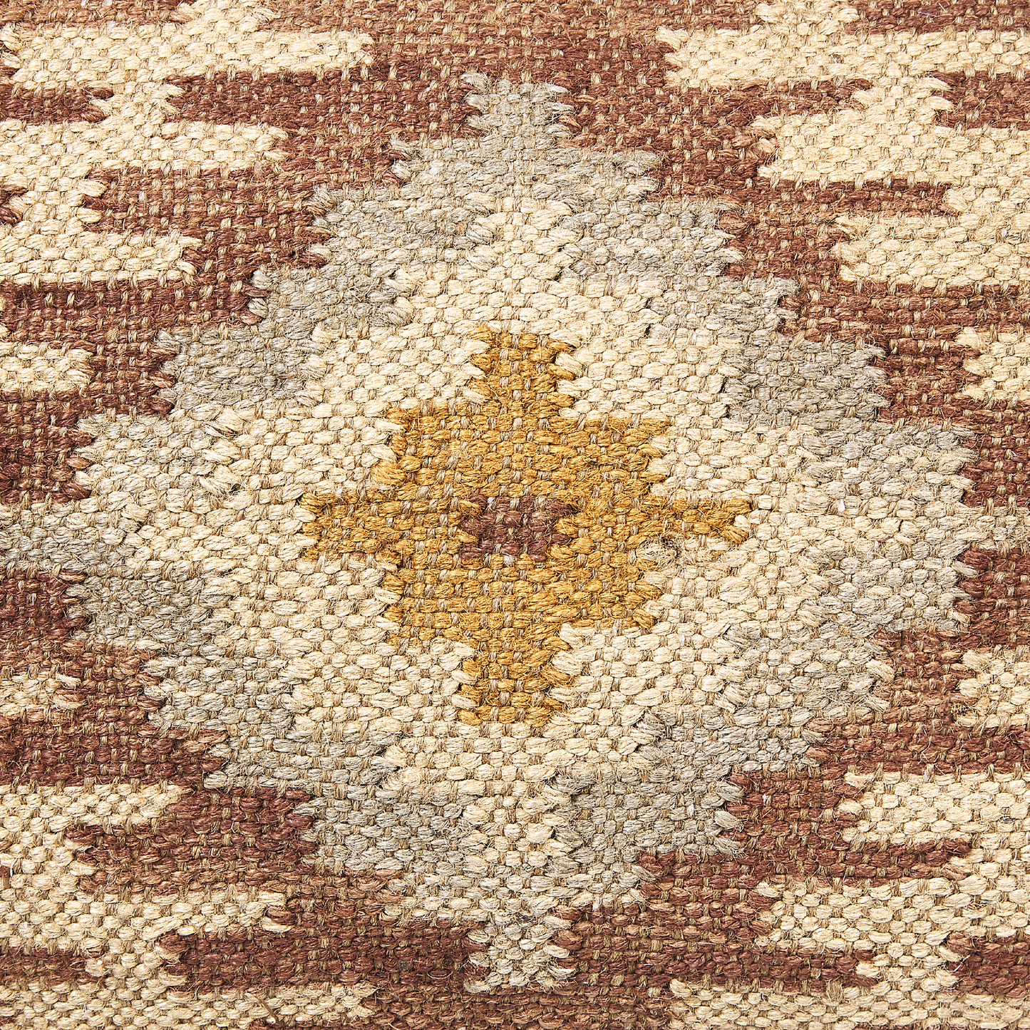Multicolour Pouffe 50 x 50 Jute Wool Geometric Boho