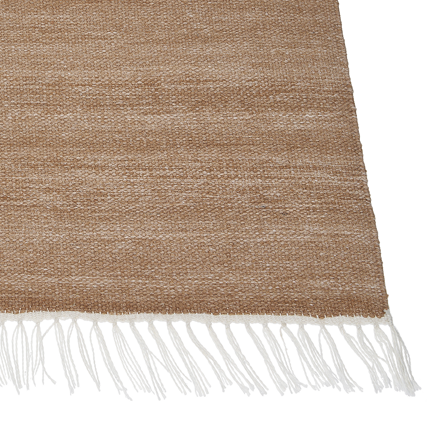 Recycled PET Area Rug Beige 80 x 150cm Indoor Outdoor With Fringe Durable Pet Friendly