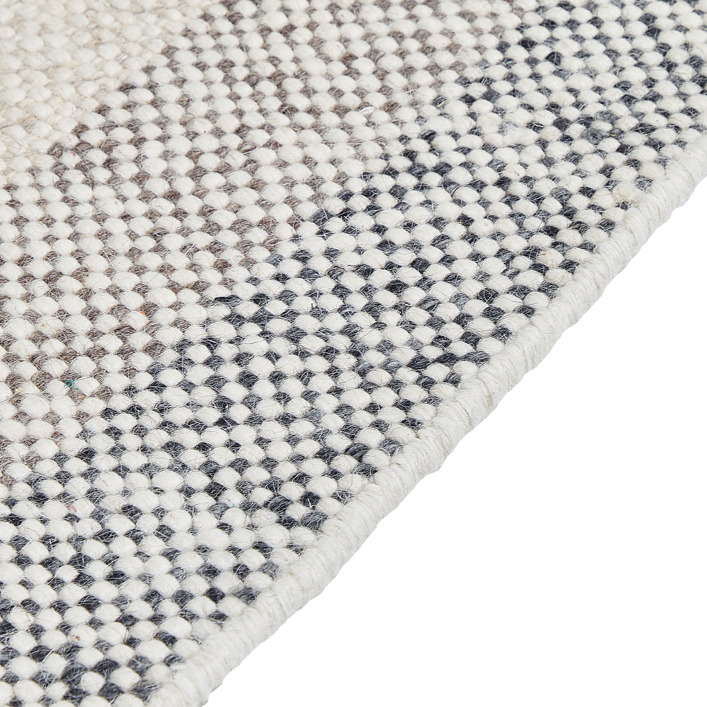 Off-White Wool Area Rug 80 x 150cm Handwoven Tassels