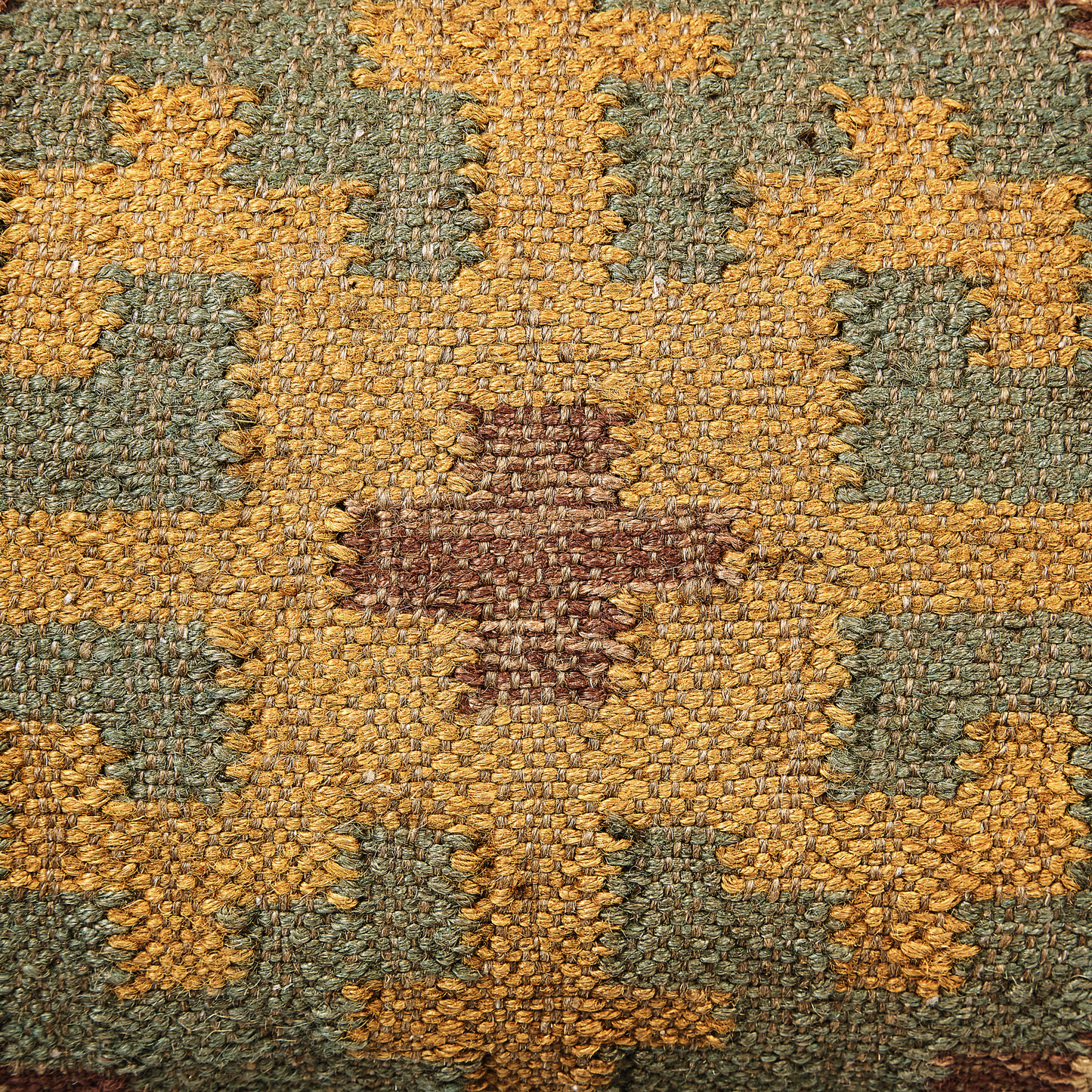 Multicolour Jute and Wool Pouffe 50 x 50cm Kilim Style Oriental Pattern