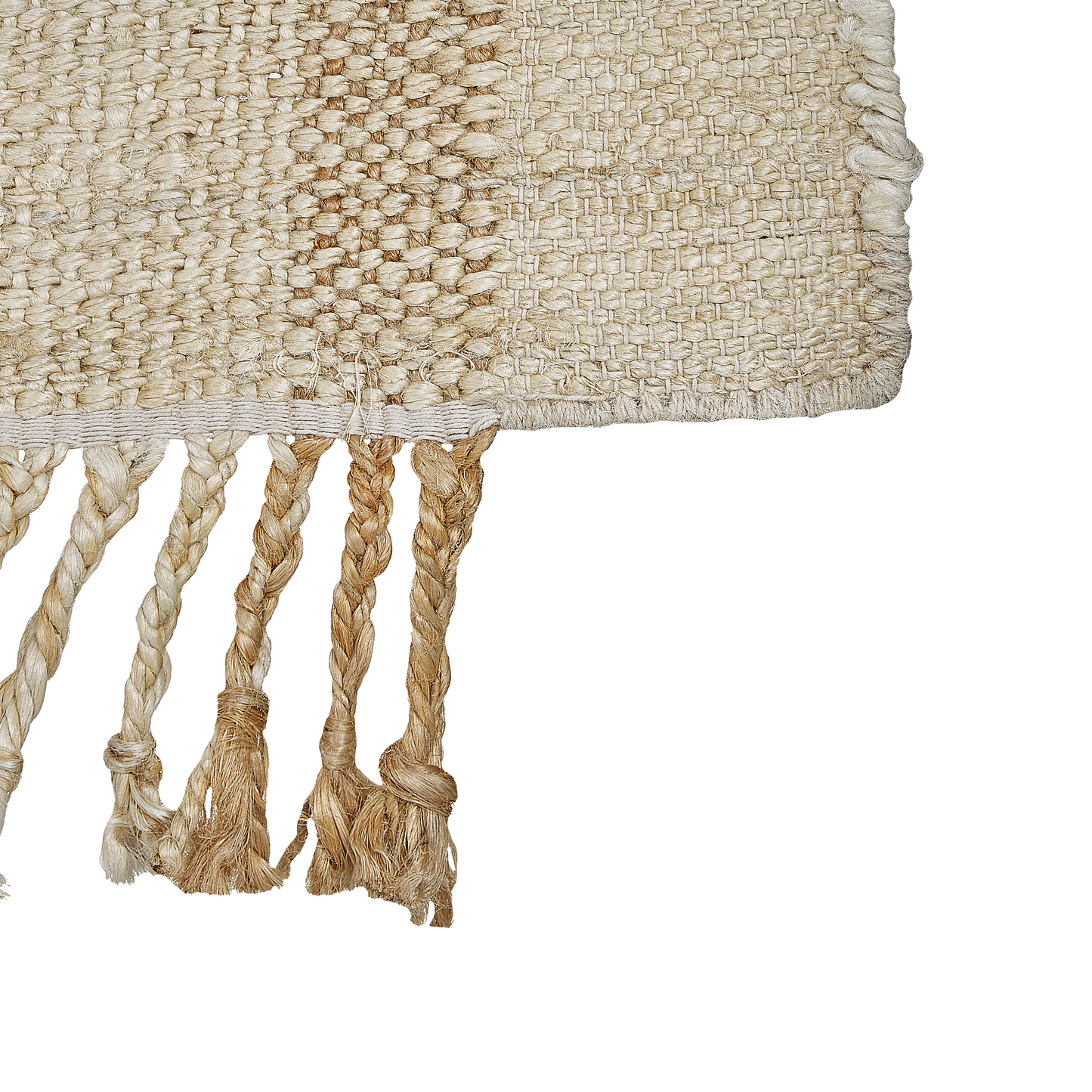 Handwoven Natural Jute Area Rug Beige 80 x 150 Tassels