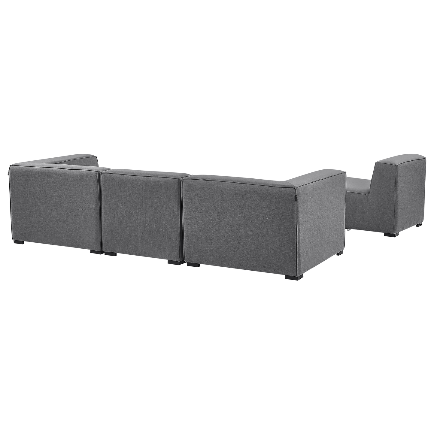 Garden Sofa Set 4 Seater with Ottoman Grey Fabric