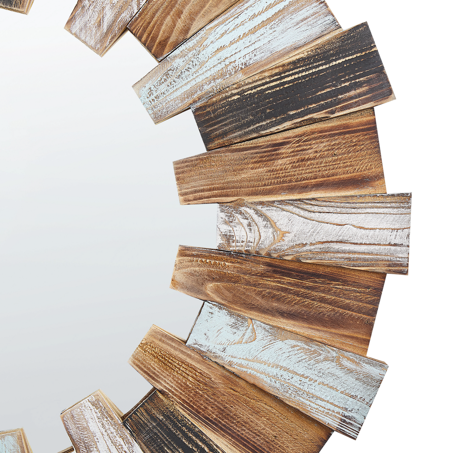 Aurora Home Round Wall Mirror 66cm Light Brown Wood Veneer Rustic