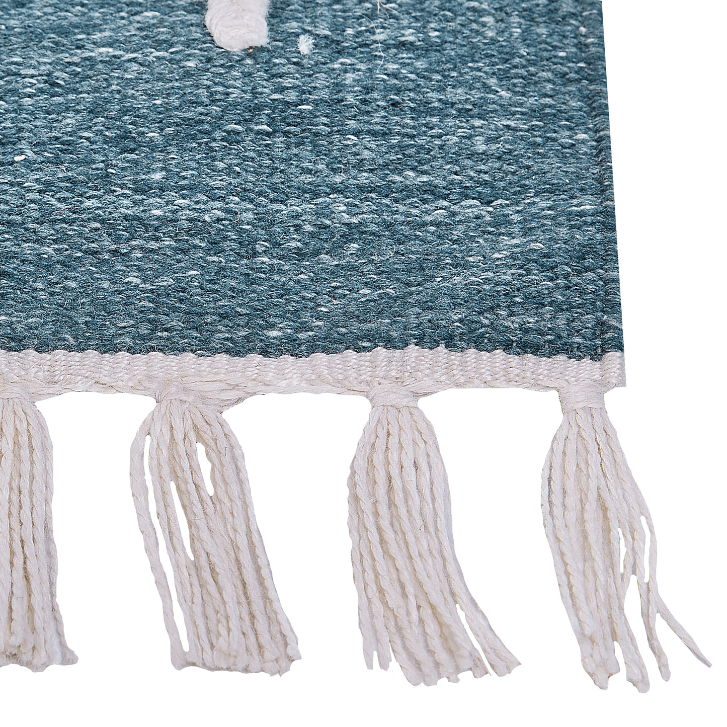 Area Handwoven Rug Blue Polyester 140 x 200cm Rectangle With Tassels Abstract Pattern Indoor Outdoor