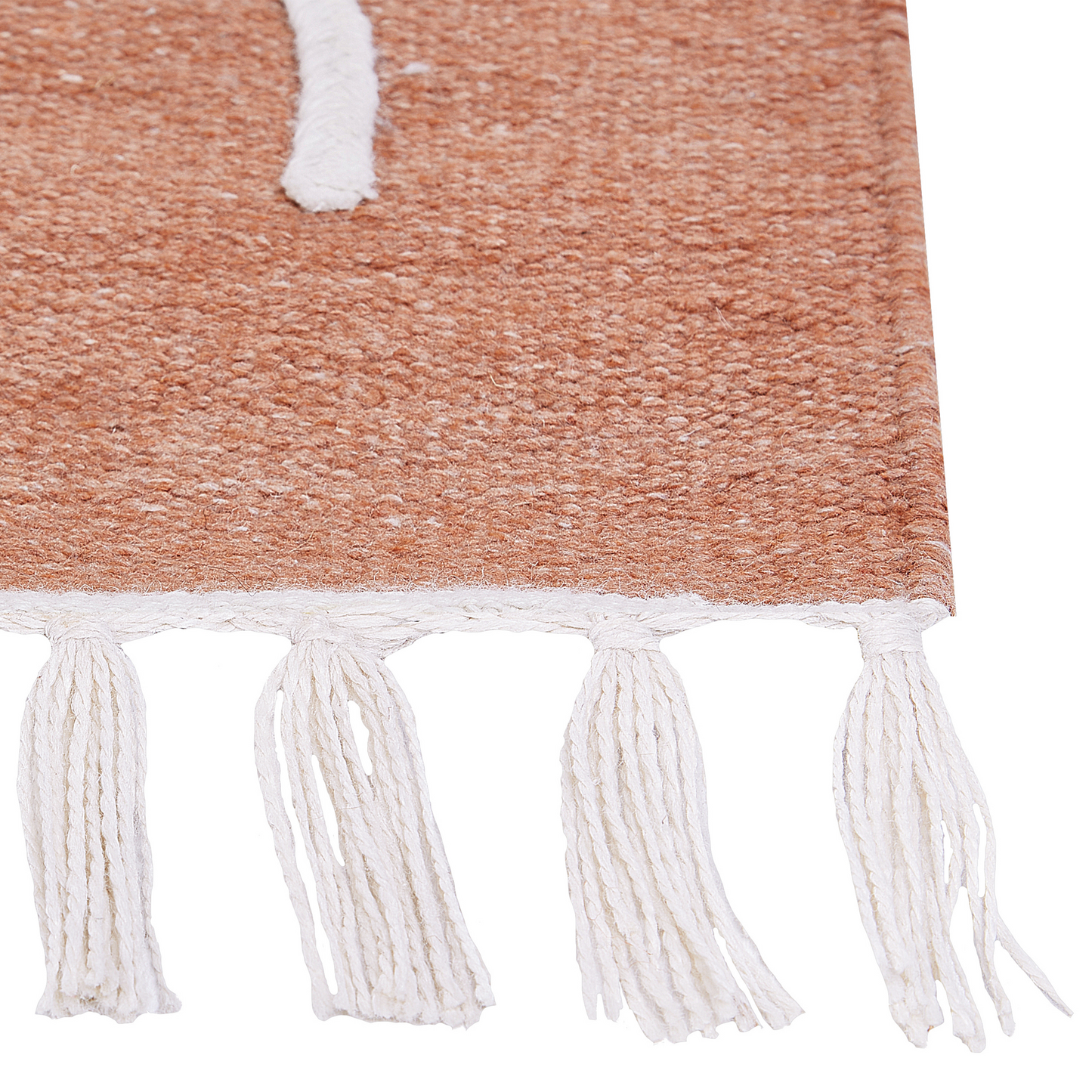 Area Handwoven Rug Light Red 80 x 150cm Abstract Tassel Indoor Outdoor