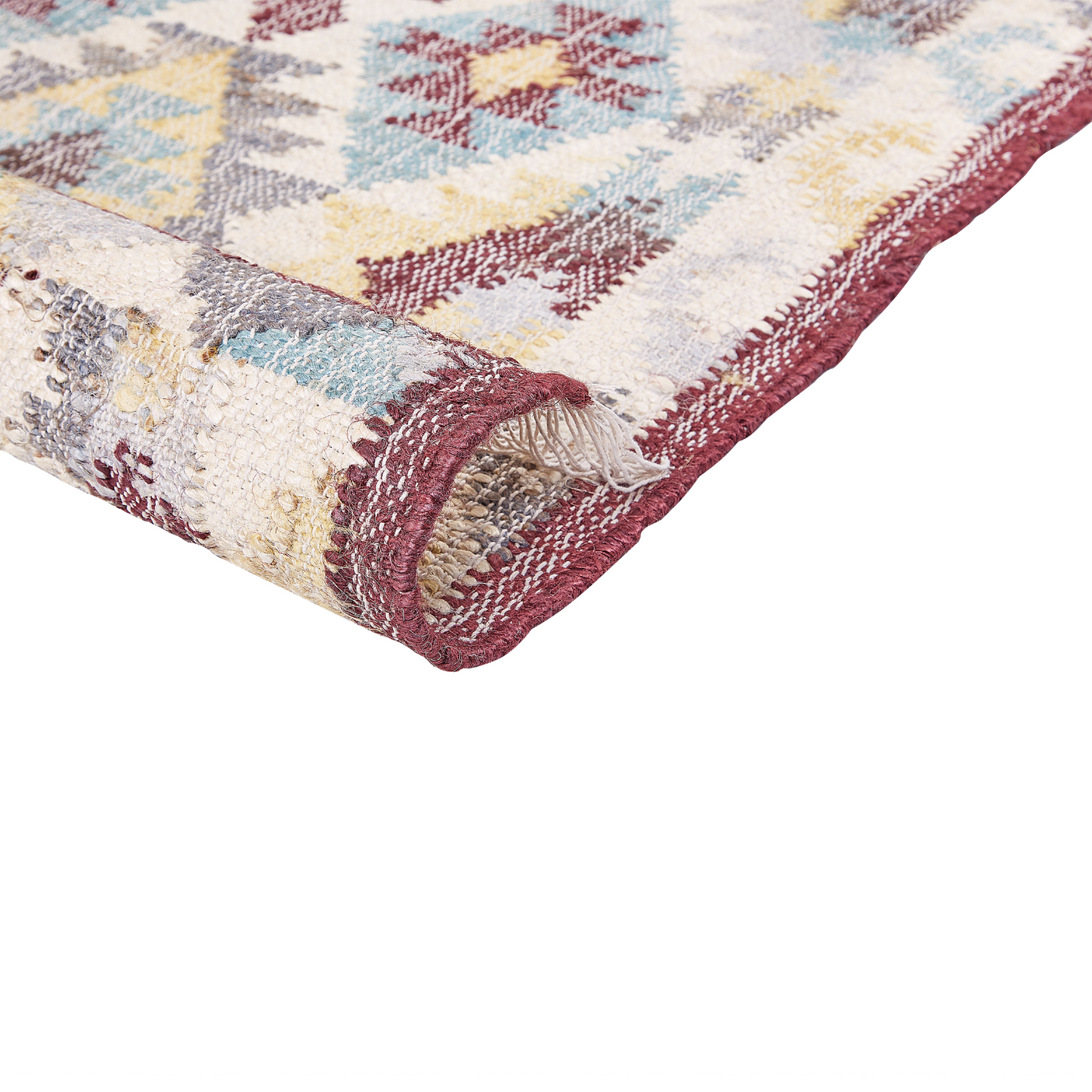 Handwoven Multicolor Jute Area Rug 140 x 200cm Tassels Boho Living Room And Bedroom