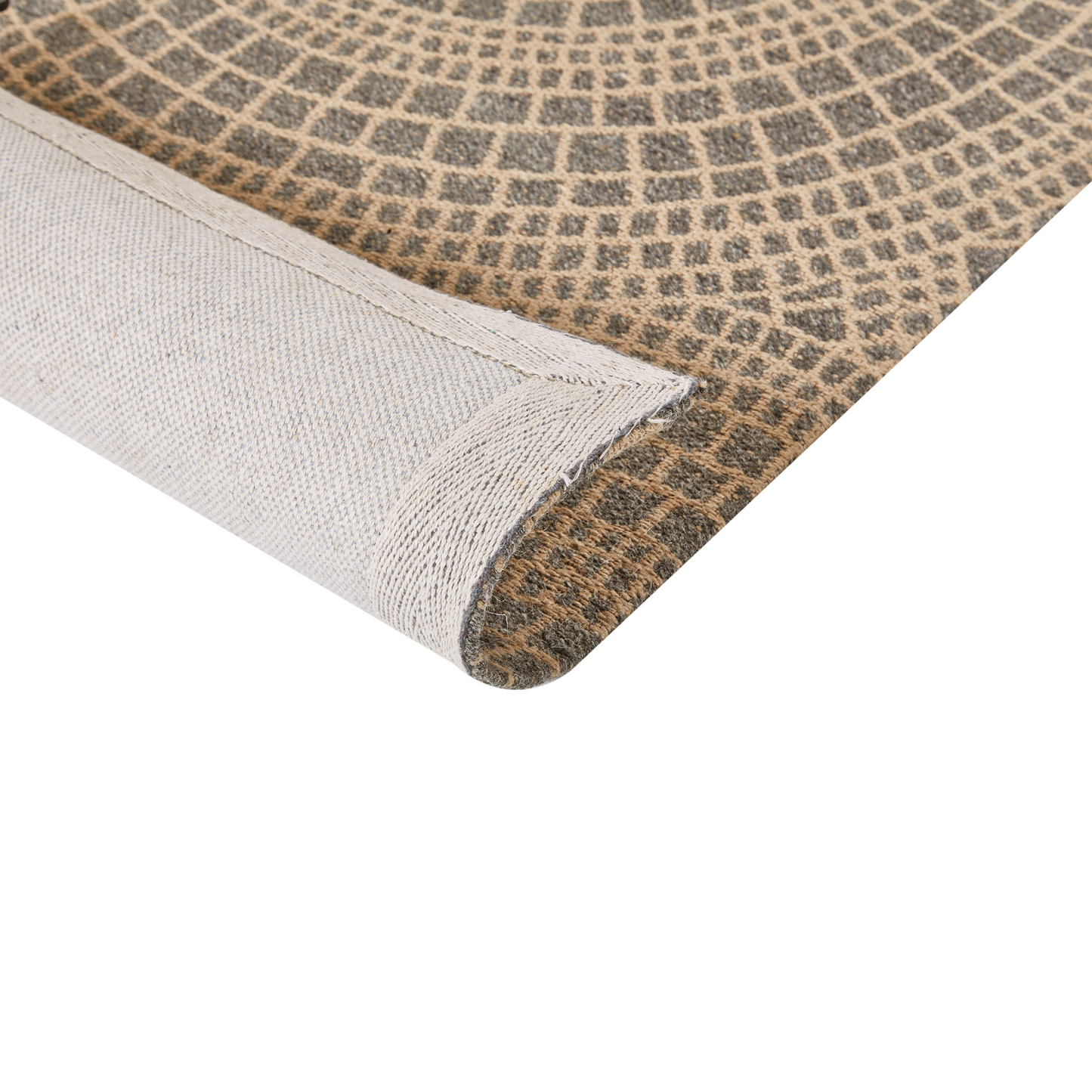 Beige Grey Jute Area Rug 80 x 150cm Geometric Flatweave Boho