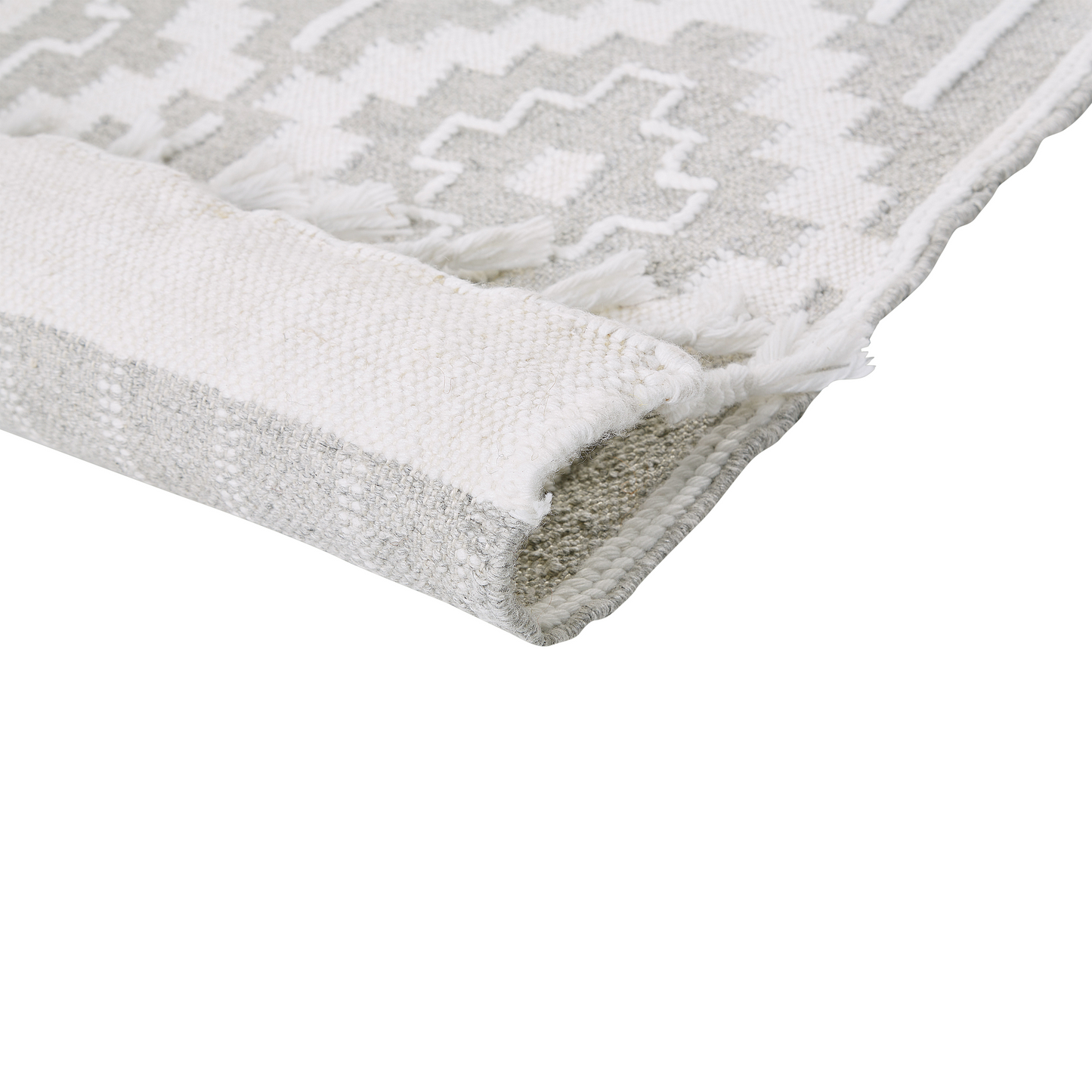 Area Rug Gray White 160 x 230cm Indoor Outdoor Tassels