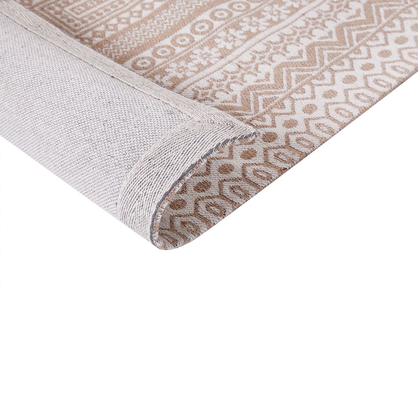 Beige And White Jute Blend Area Rug 80 x 150cm Modern Geometric Pattern For Living Room Soft Underfoot