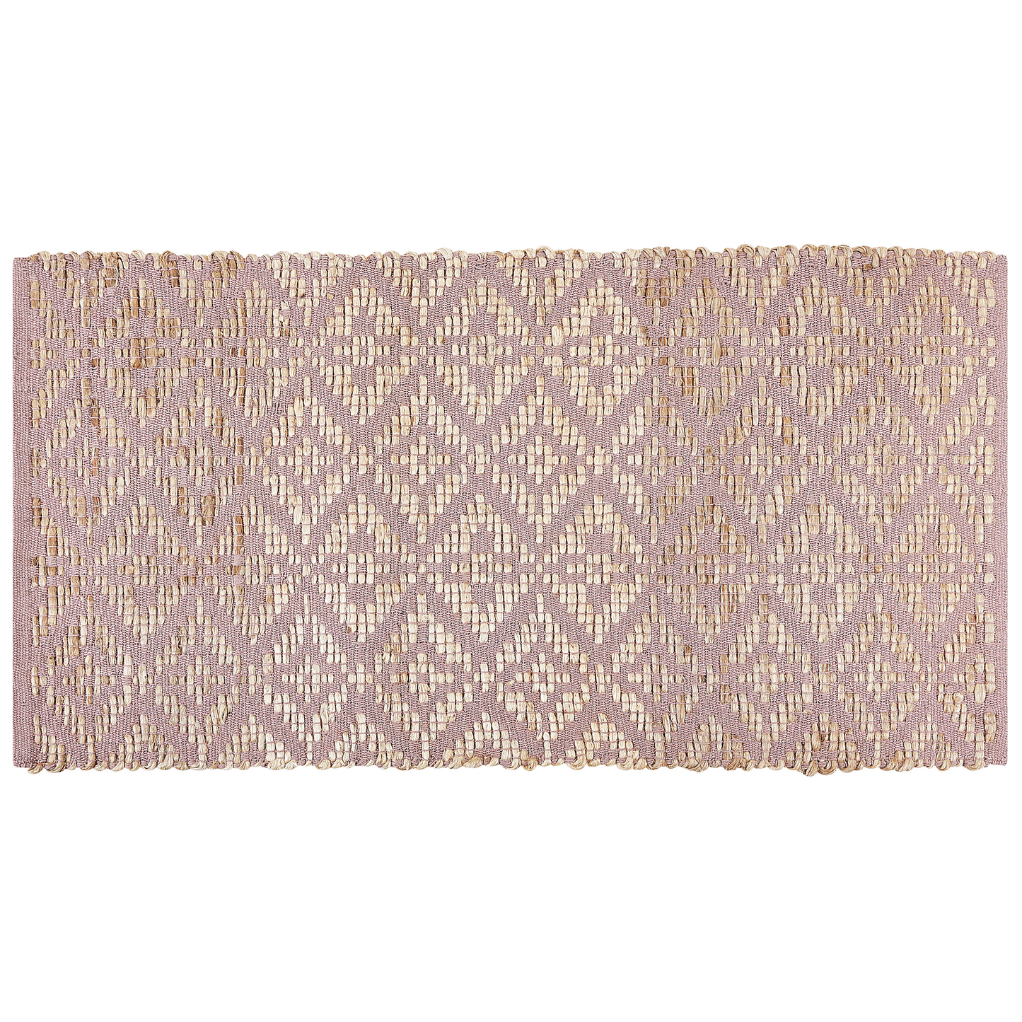 Pink Beige Geometric Area Rug 80 x 150cm Cotton Jute Rustic Boho Style Decor