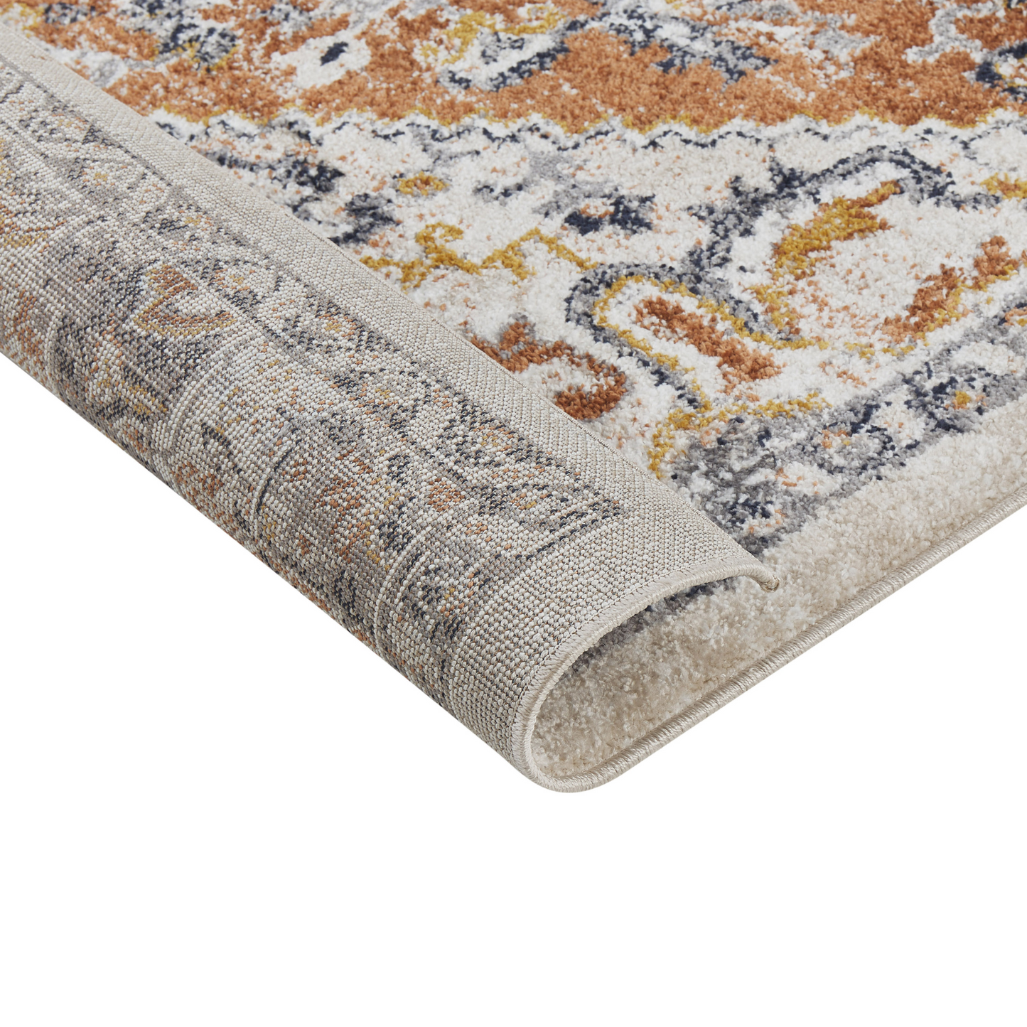 Oriental Distressed Beige Area Rug 80 By 150cm With Floral Motif For Living Room And Bedroom