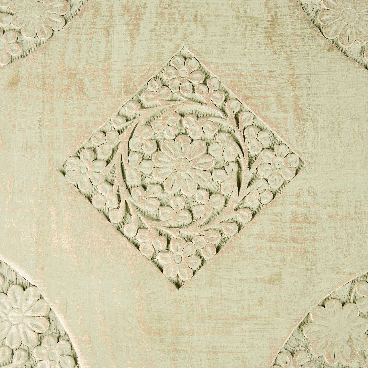 Green Gold Nesting Side Tables Distressed Mango Wood Square Set Of 2