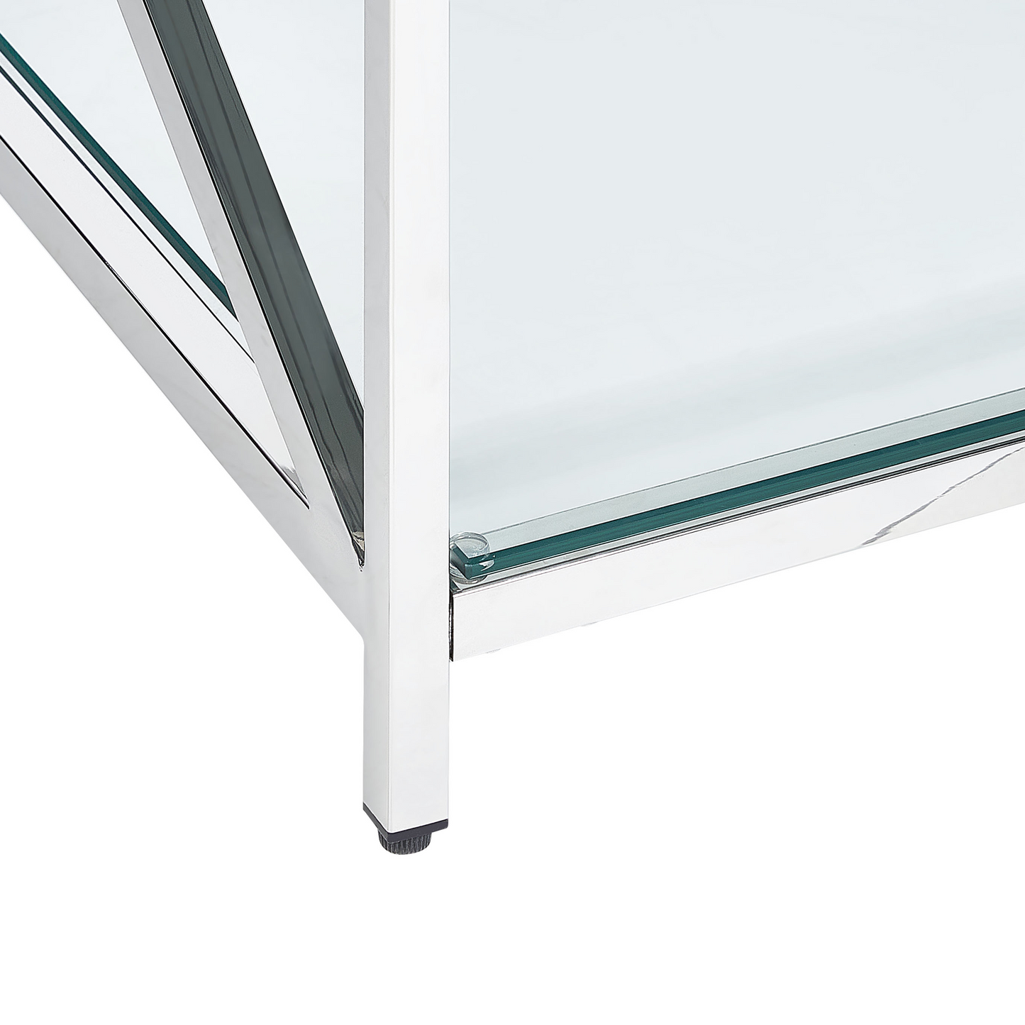 Modern Glass Coffee Table With Silver Steel Frame 120 x 60cm