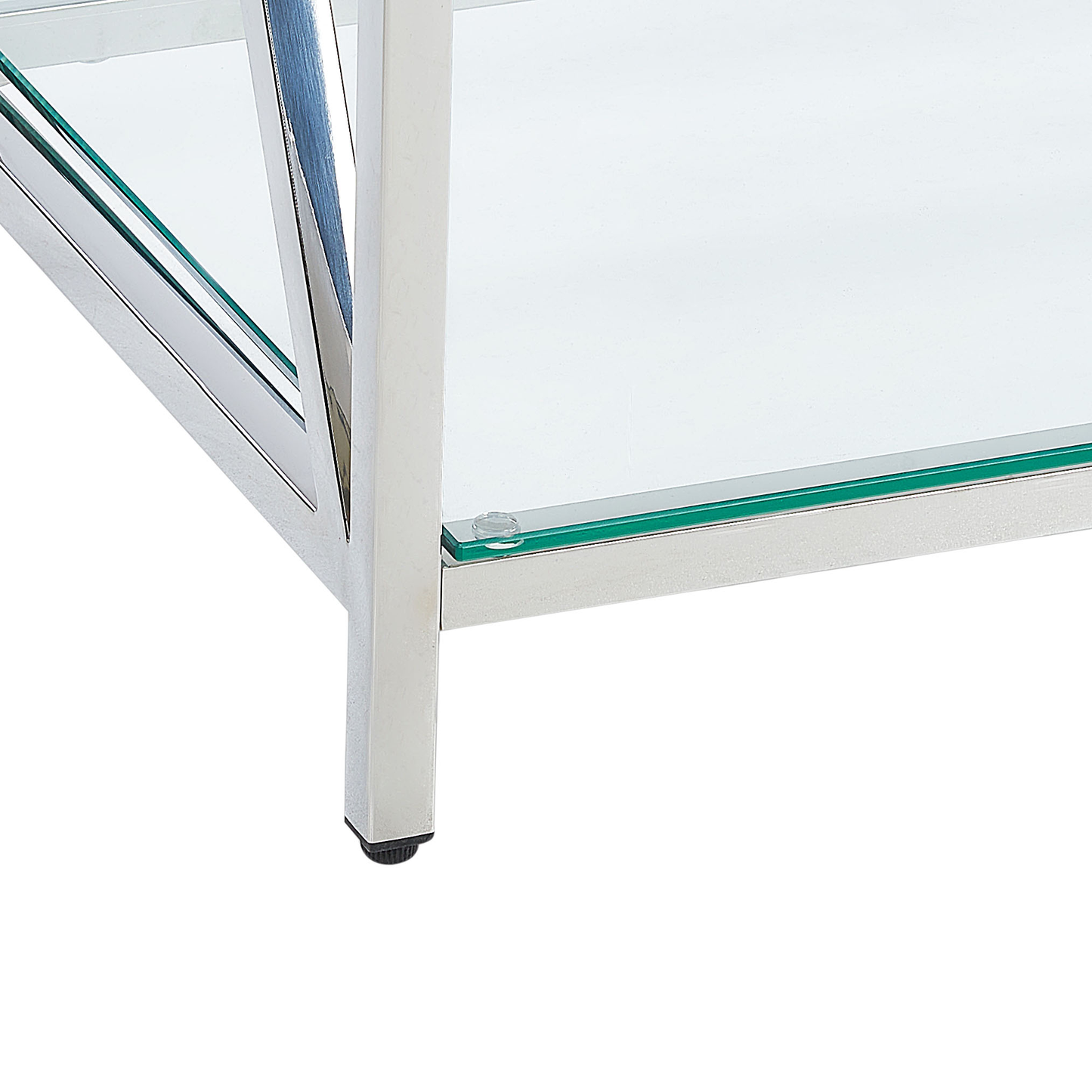 Modern Console Table With Transparent Glass Top And Silver Stainless Steel Frame 120 X 40cm