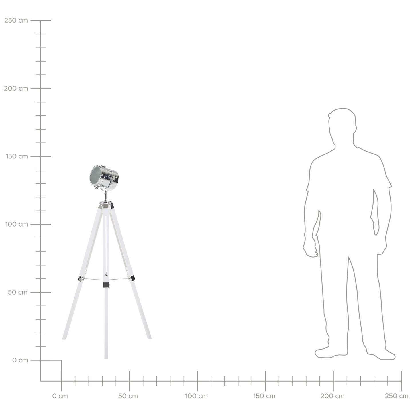 Floor Lamp White Metal 143cm Tripod Spotlight Cylindrical Shade Industrial Design