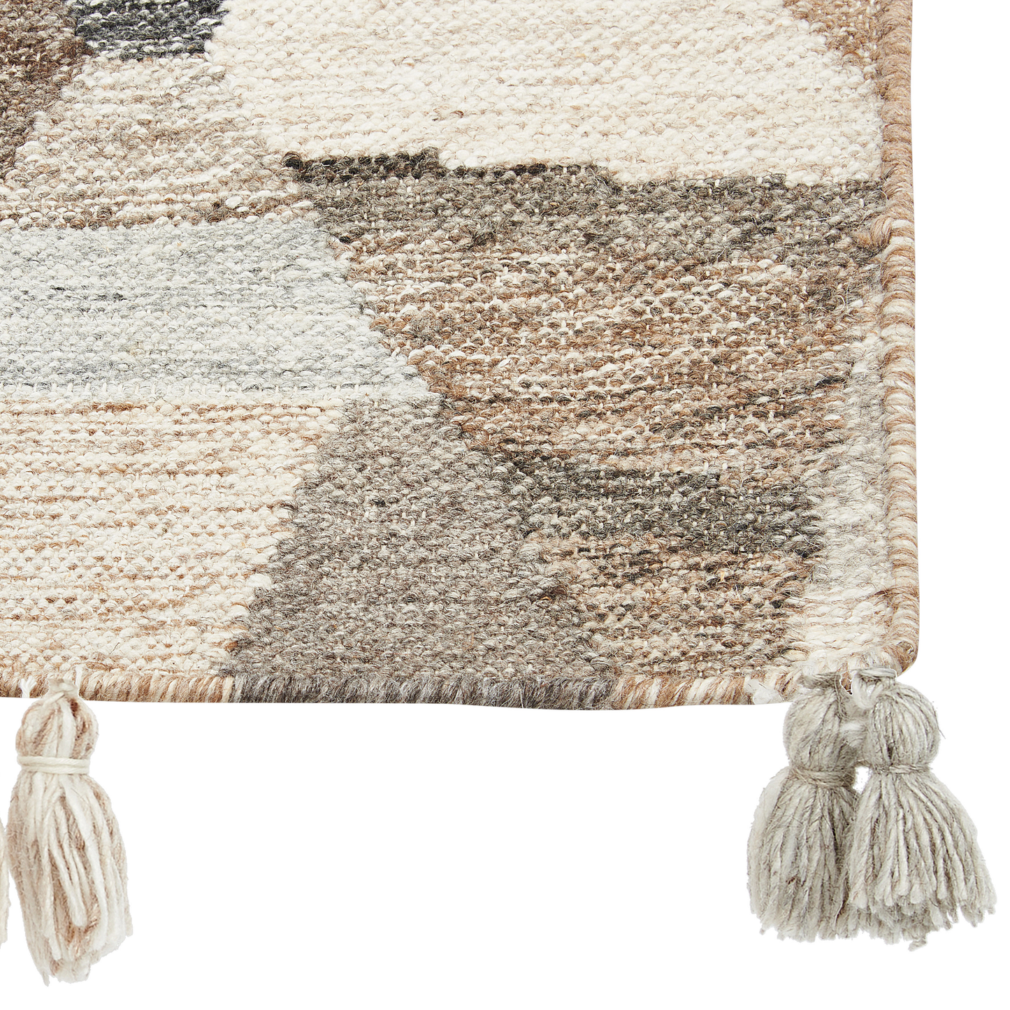 Kilim Rug Multicolor Wool Cotton Boho Patchwork 80 x 150cm Tassels
