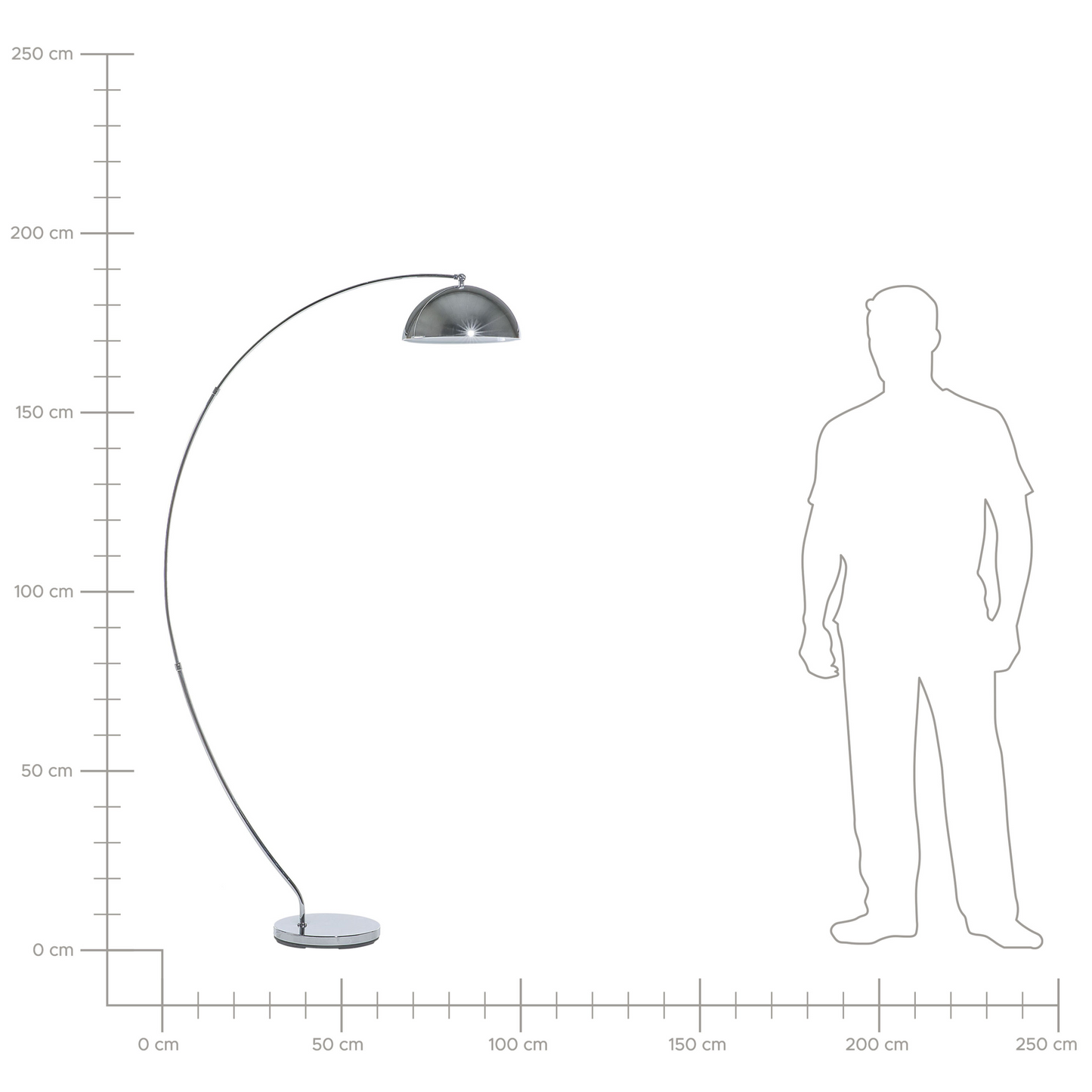Arc Floor Lamp 188cm Silver Chrome Modern