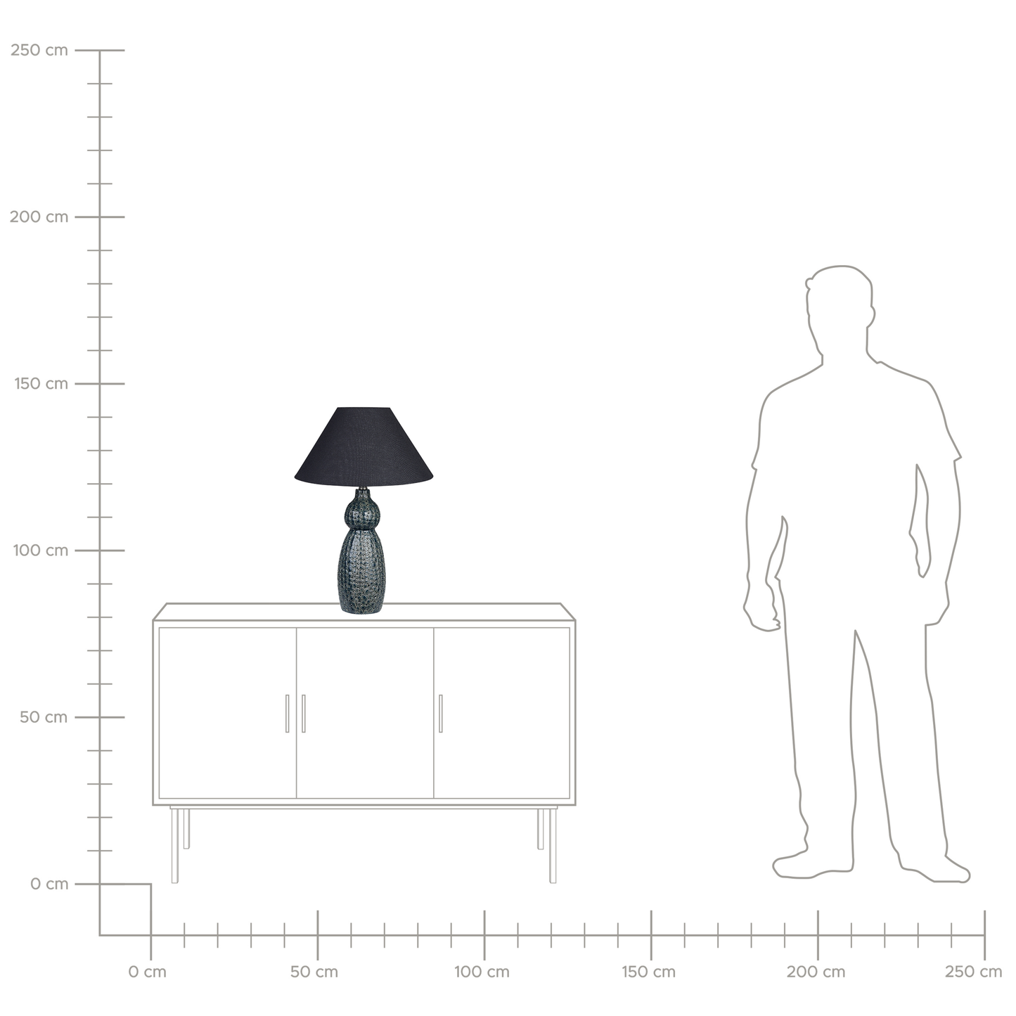 Table Lamp Dark Blue Ceramic Base Linen Shade Bedside