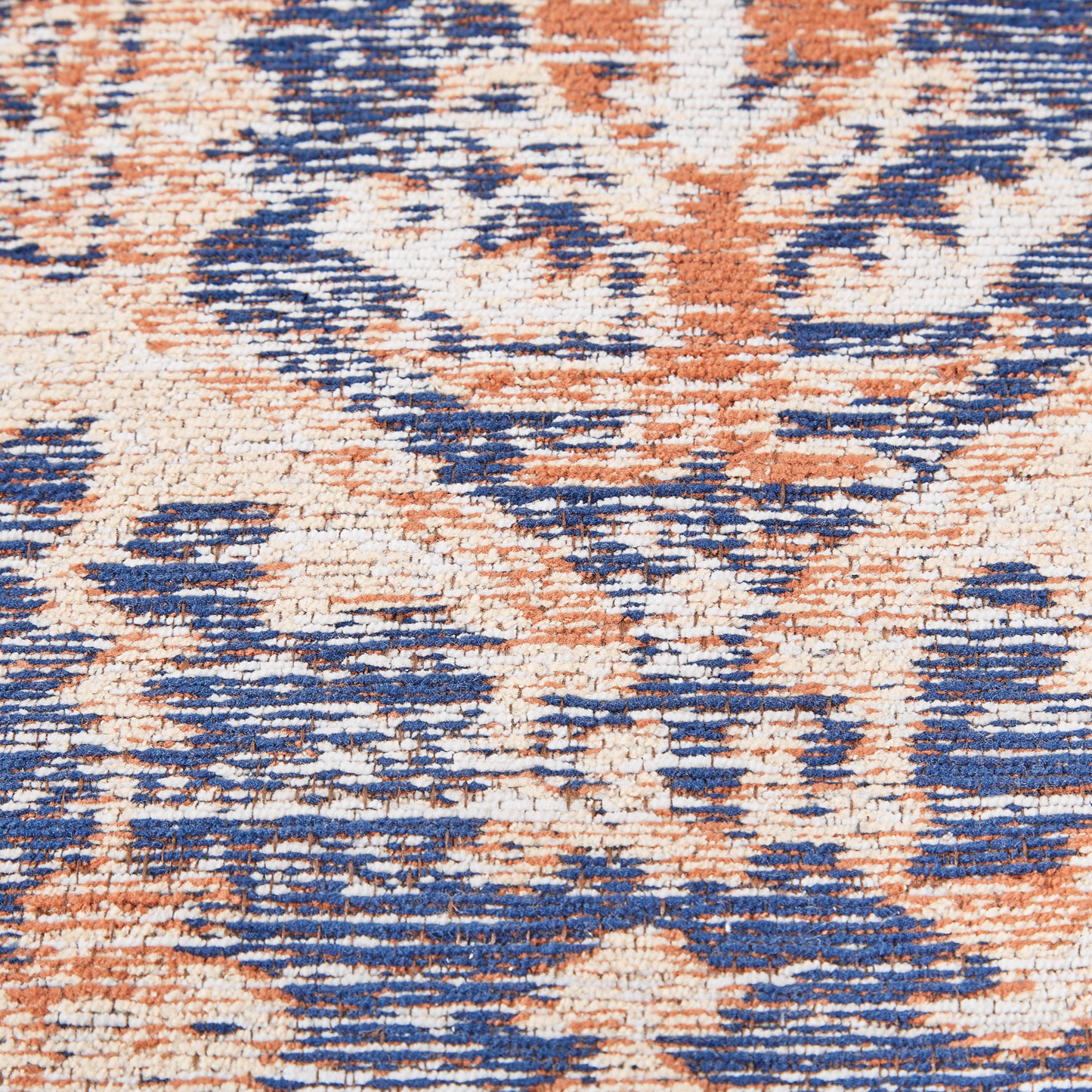 Cotton Area Rug Blue Red 140 x 200cm Rectangular Oriental Boho Hallway Rug