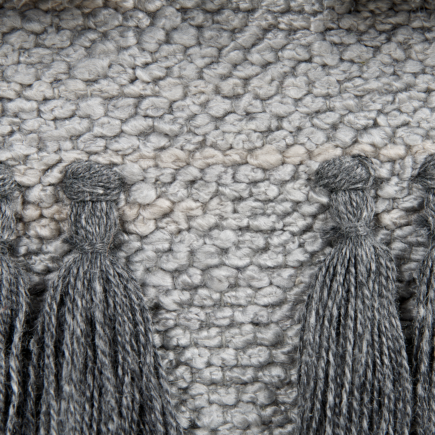 Grey Cotton Wall Hanging With Tassels Handwoven Boho Modern Decor For Living Room