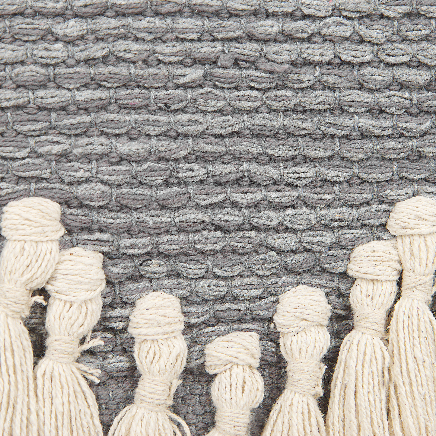 Handwoven Wall Hanging Grey Beige Cotton Tassels for Bohemian Living Room Decor