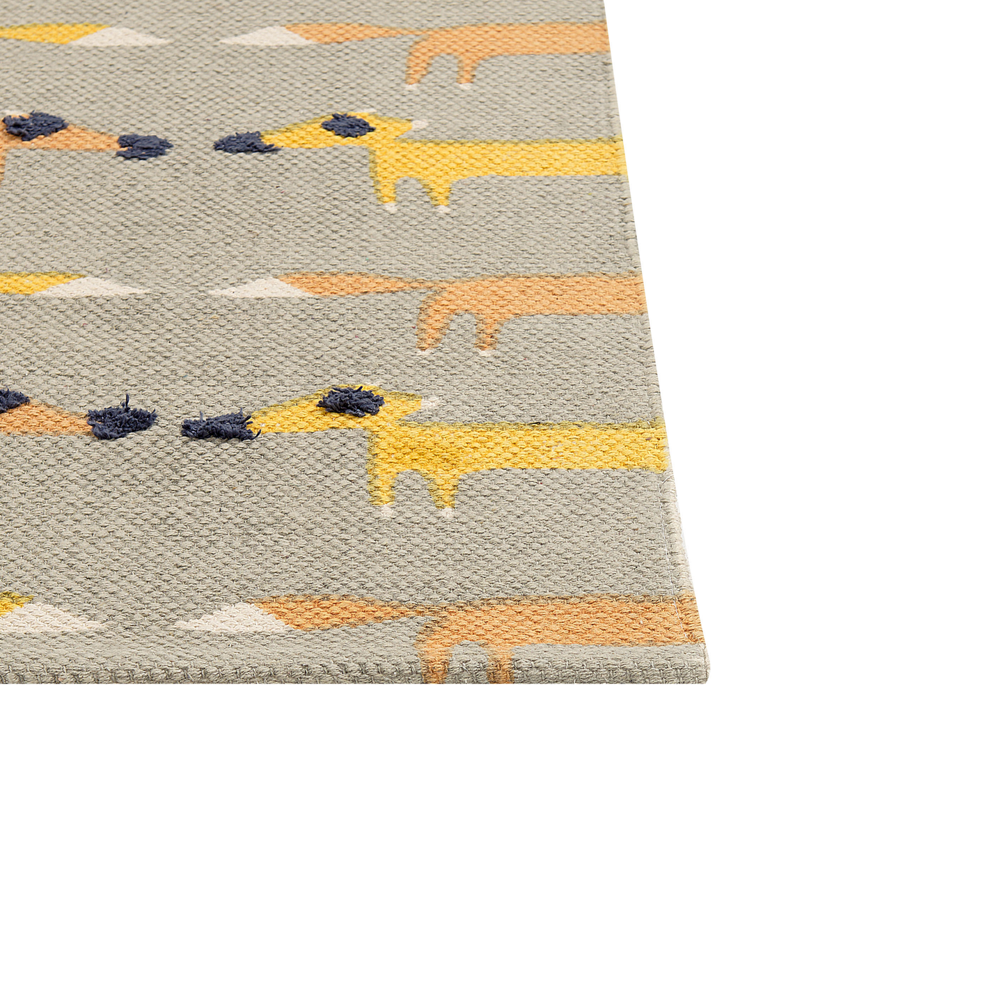 Fox Home Grey Area Rug 80 x 150cm Fox Print Low Pile