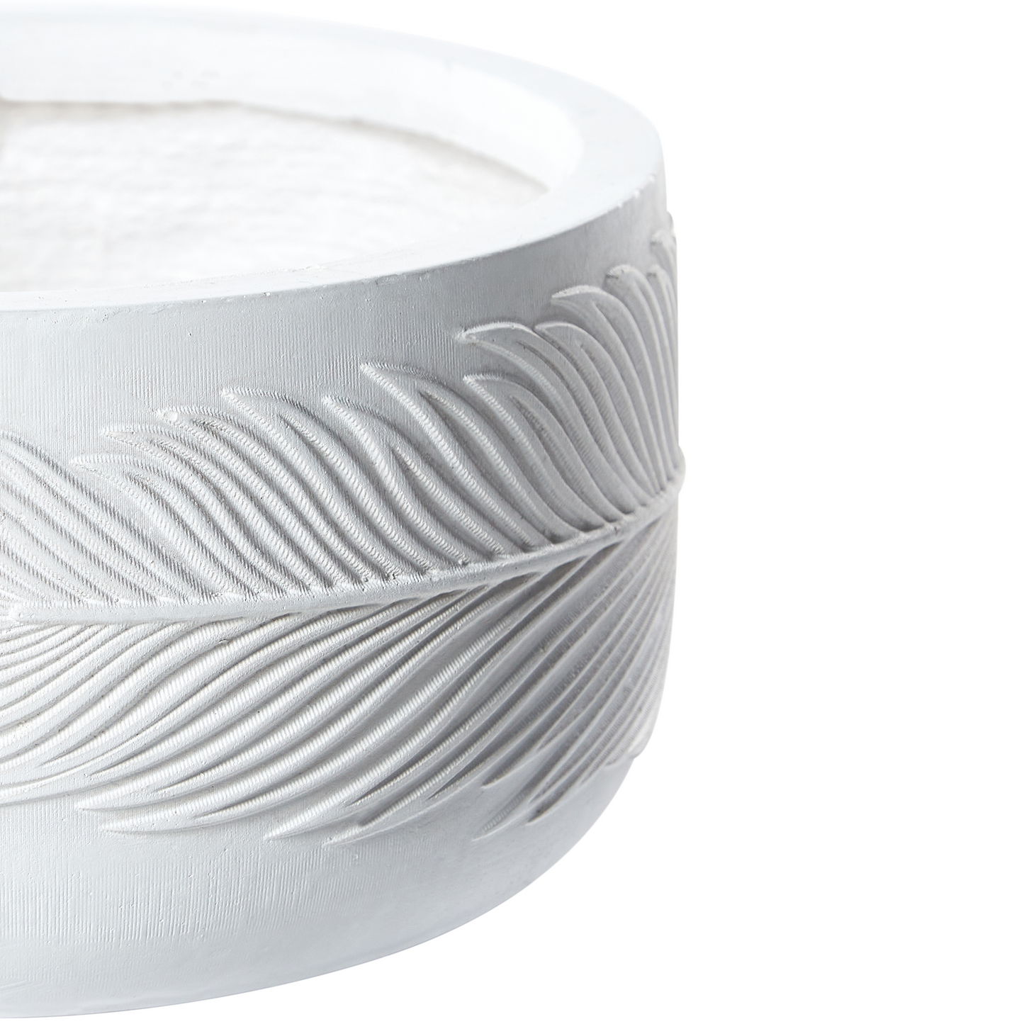 UC White Clay Fibre Planter Round 25 x 25cm With Leaf Motif