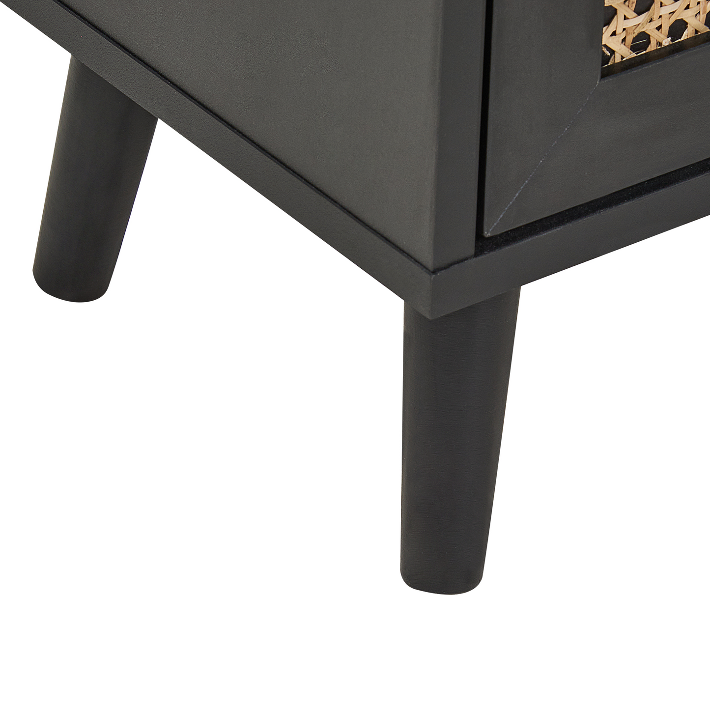 2 Drawer Bedside Table Black Rattan Front Drawers Nightstand