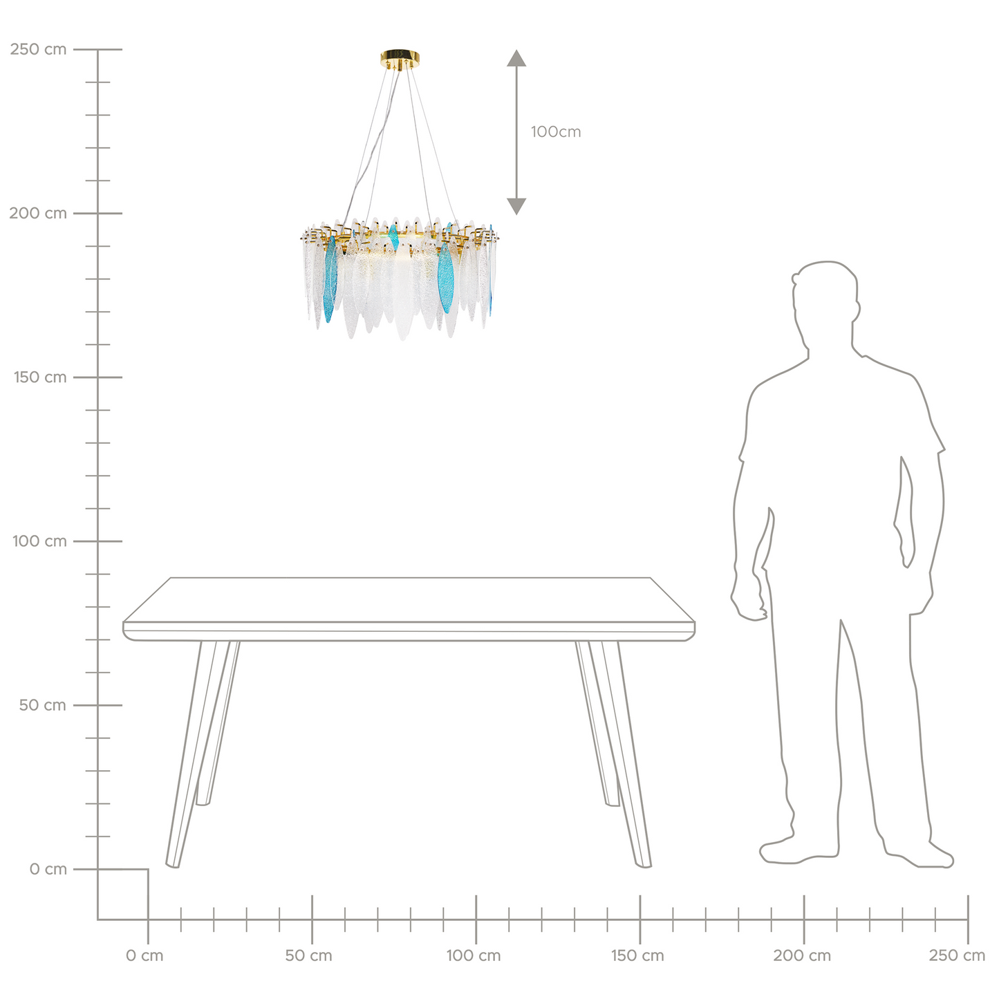 Luxe Chandelier Pendant Lamp Multicolor Glass Shade