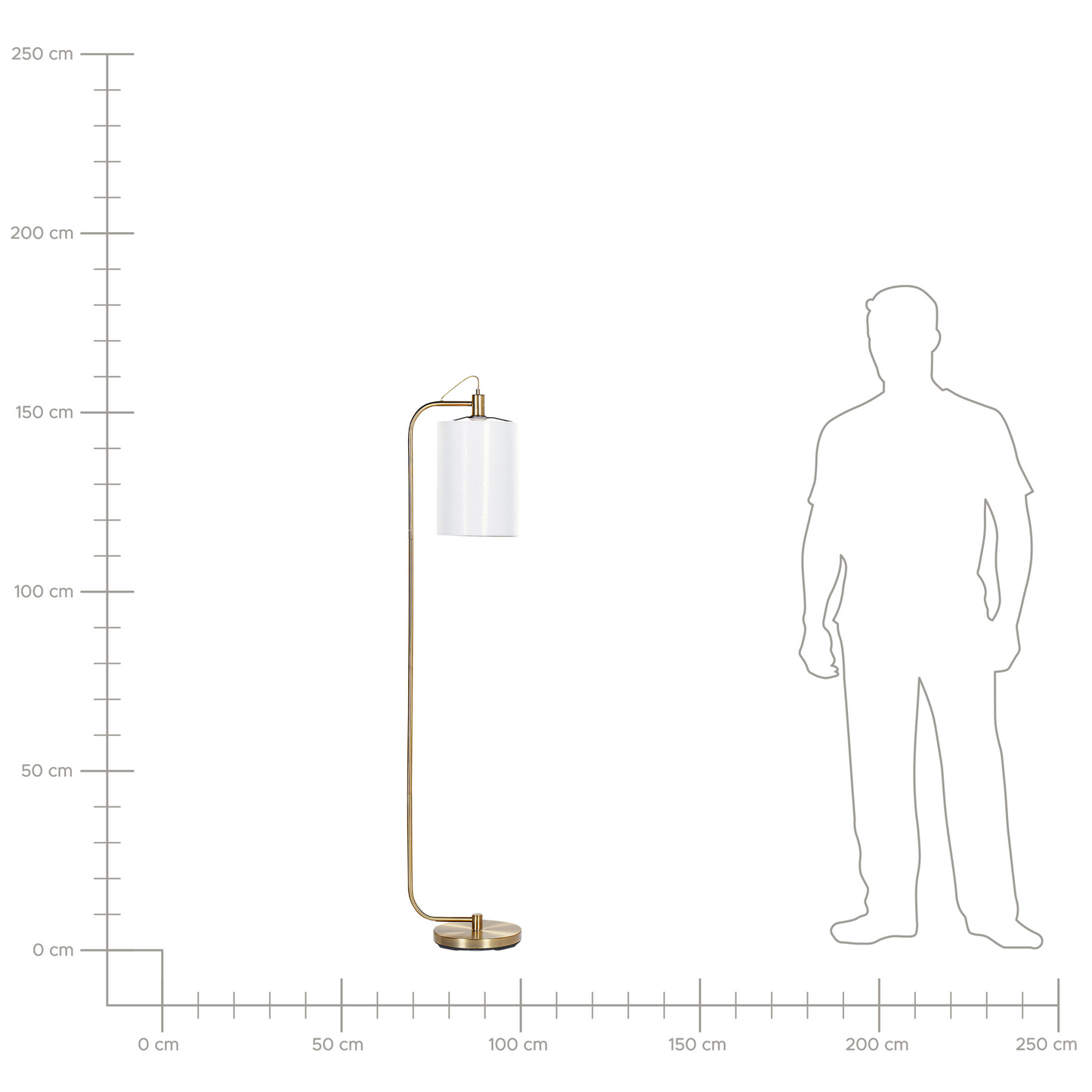 Floor Lamp Copper Base White Linen Shade 156cm