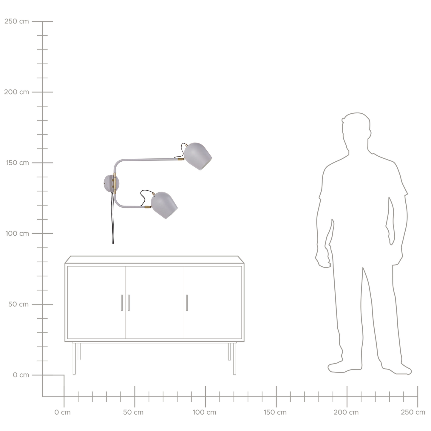 Wall Lamp Light Grey Iron 2 Lights Adjustable Modern