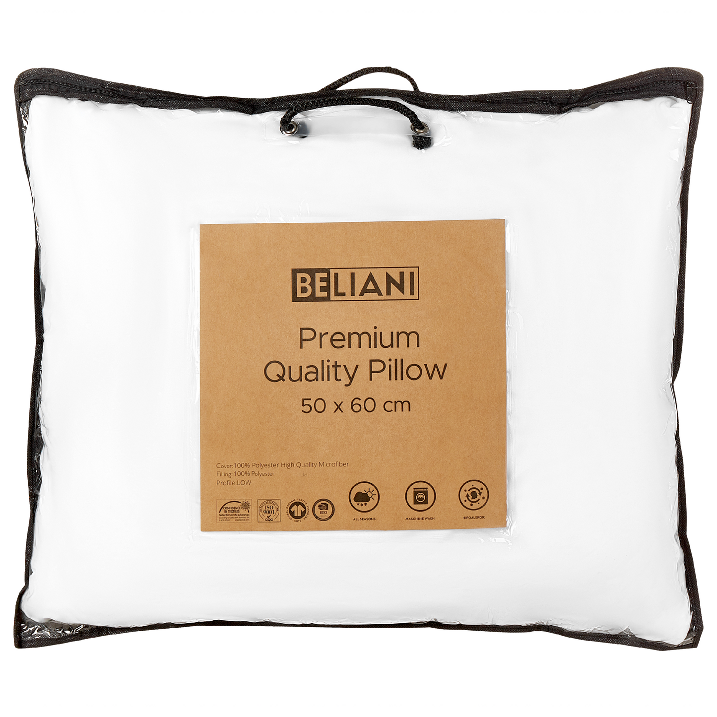 Bed Pillow White Microfibre 50 x 60 Soft Hypoallergenic