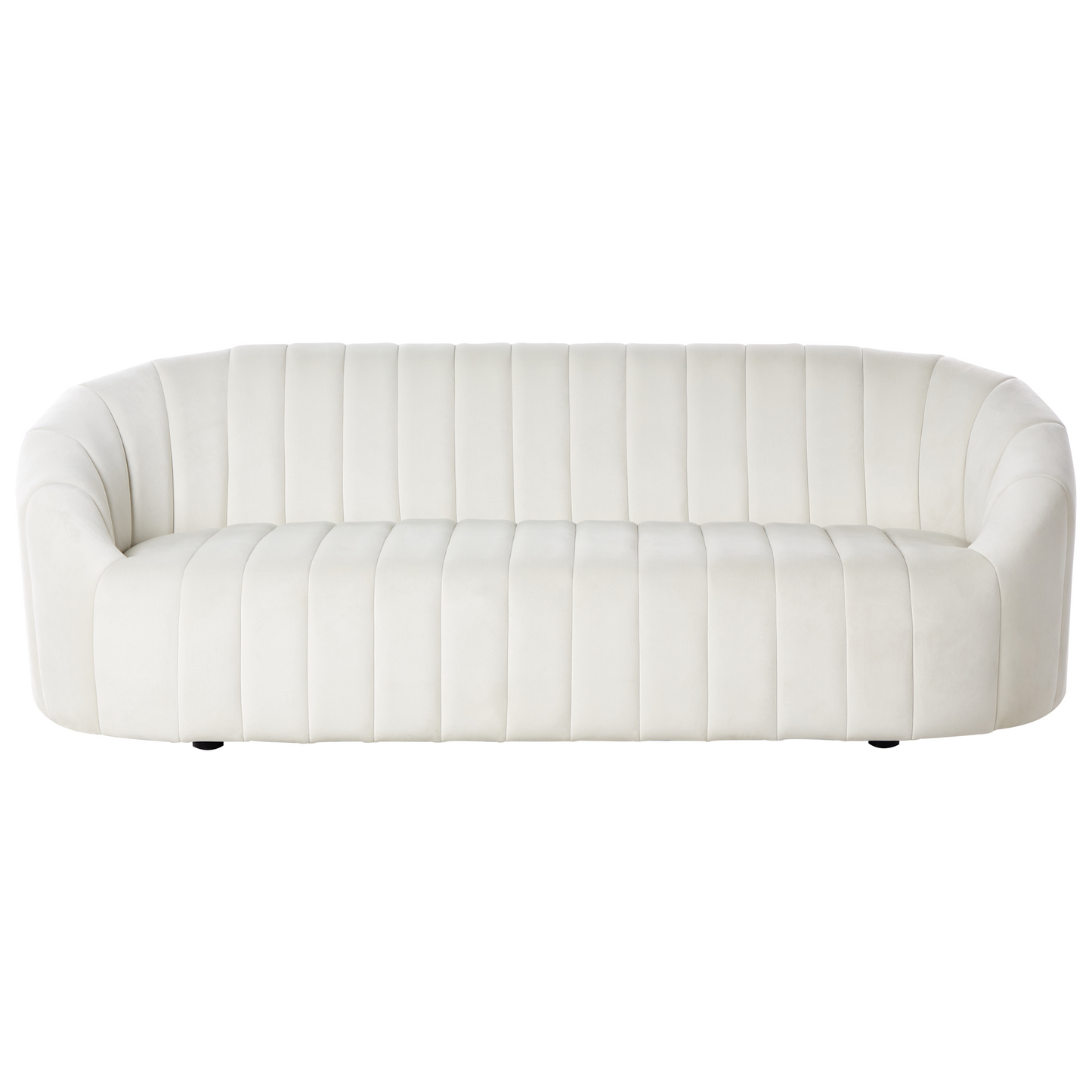 6 Seater Sofa Set Off White Velvet Tufted Low Back