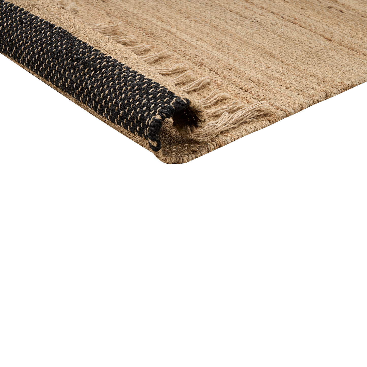 Beige Area Rug 160 x 230cm Braided Jute Cotton Blend Striped