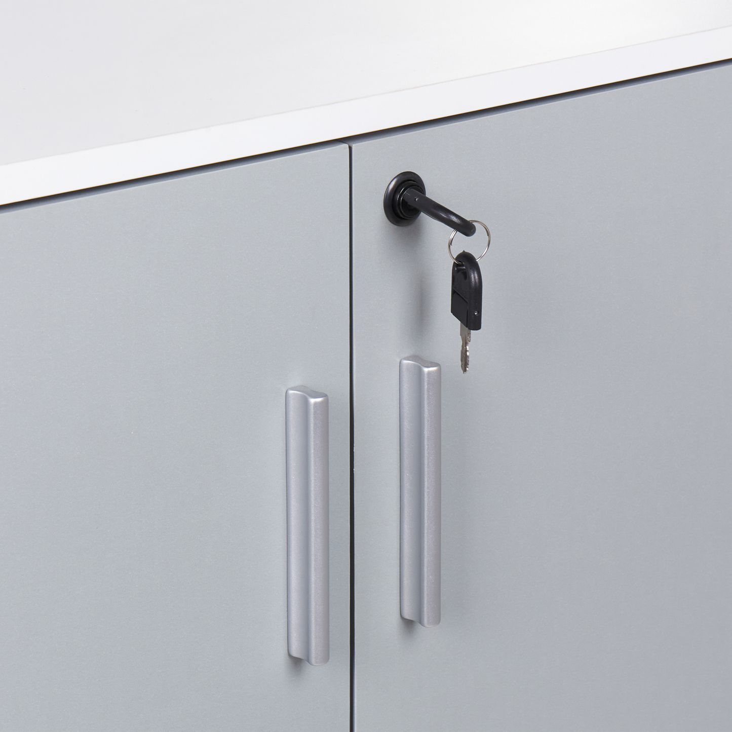 Locking 2-Door Storage Cabinet Light Grey White